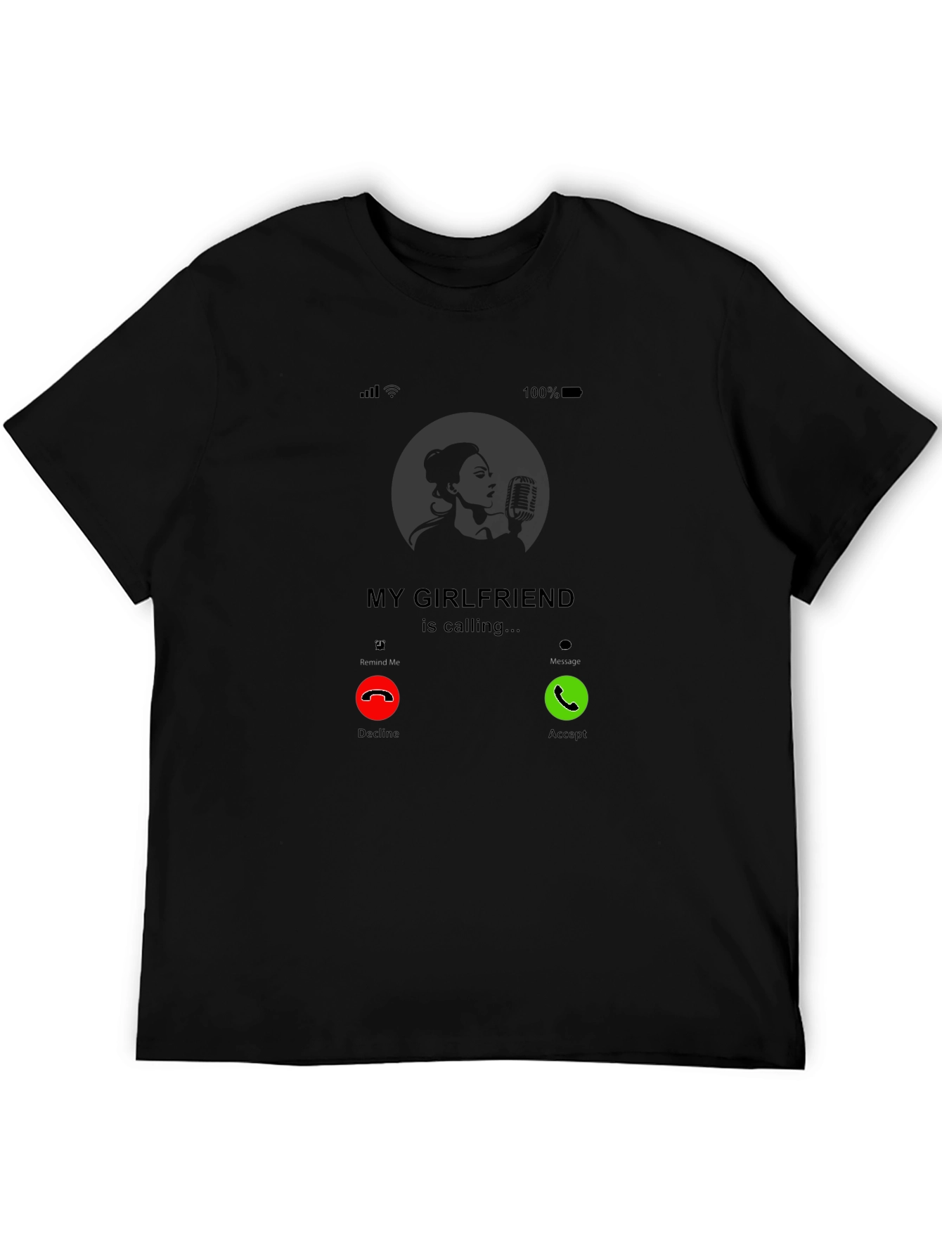 Black My Girlfriend is Calling T-Shirt - Funny Incoming Call Tee view 5