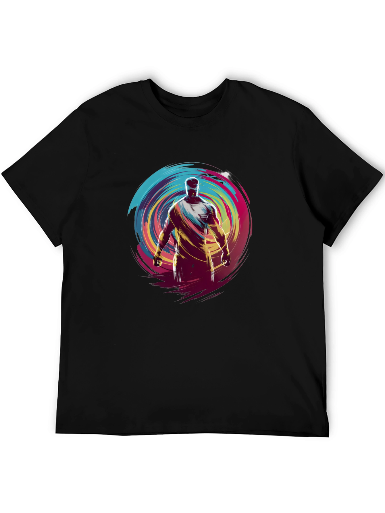 Black Abstract Athlete Graphic Black T-Shirt view 5