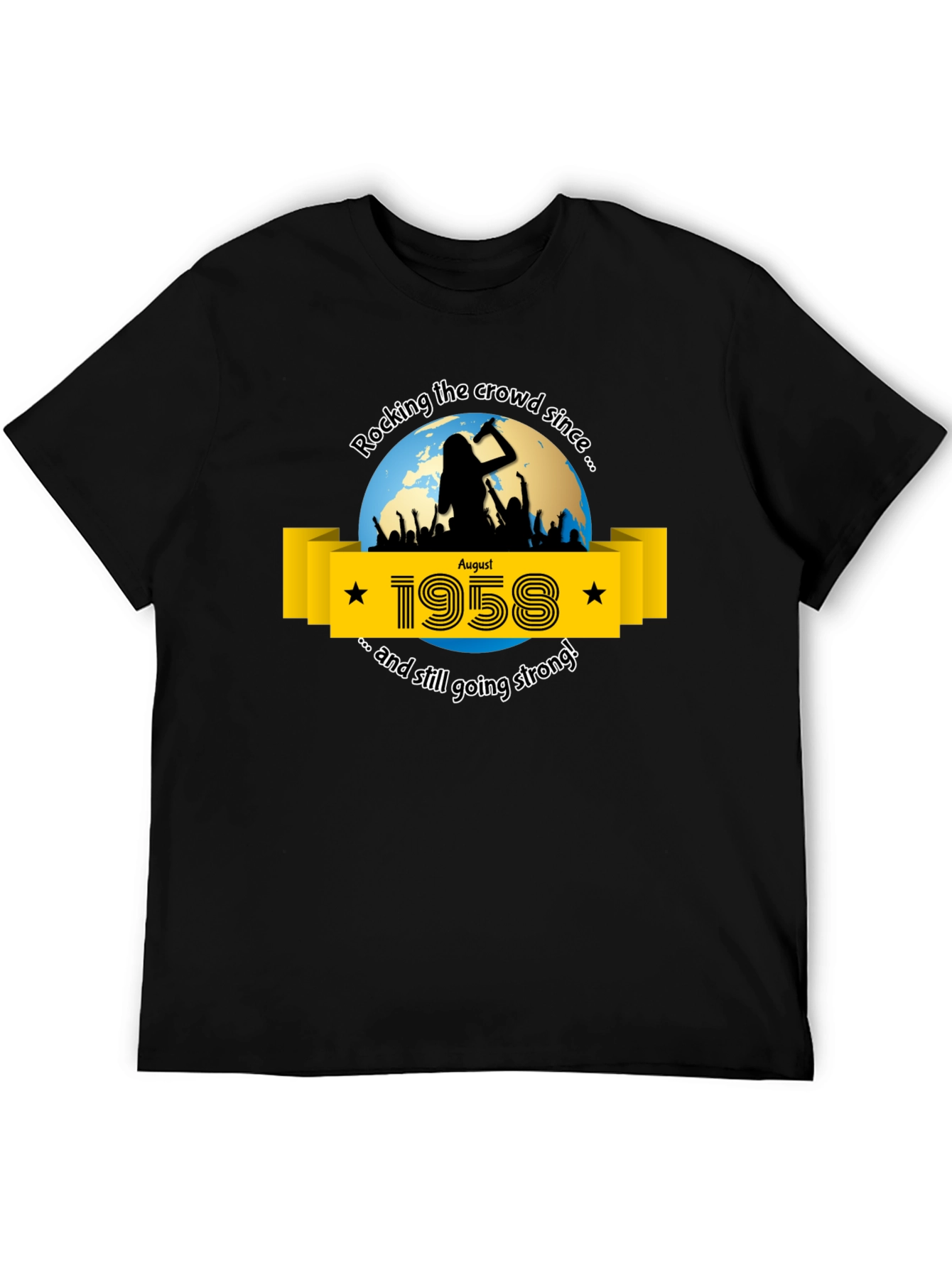 Black Rocking Since 1958 Black T-Shirt view 5