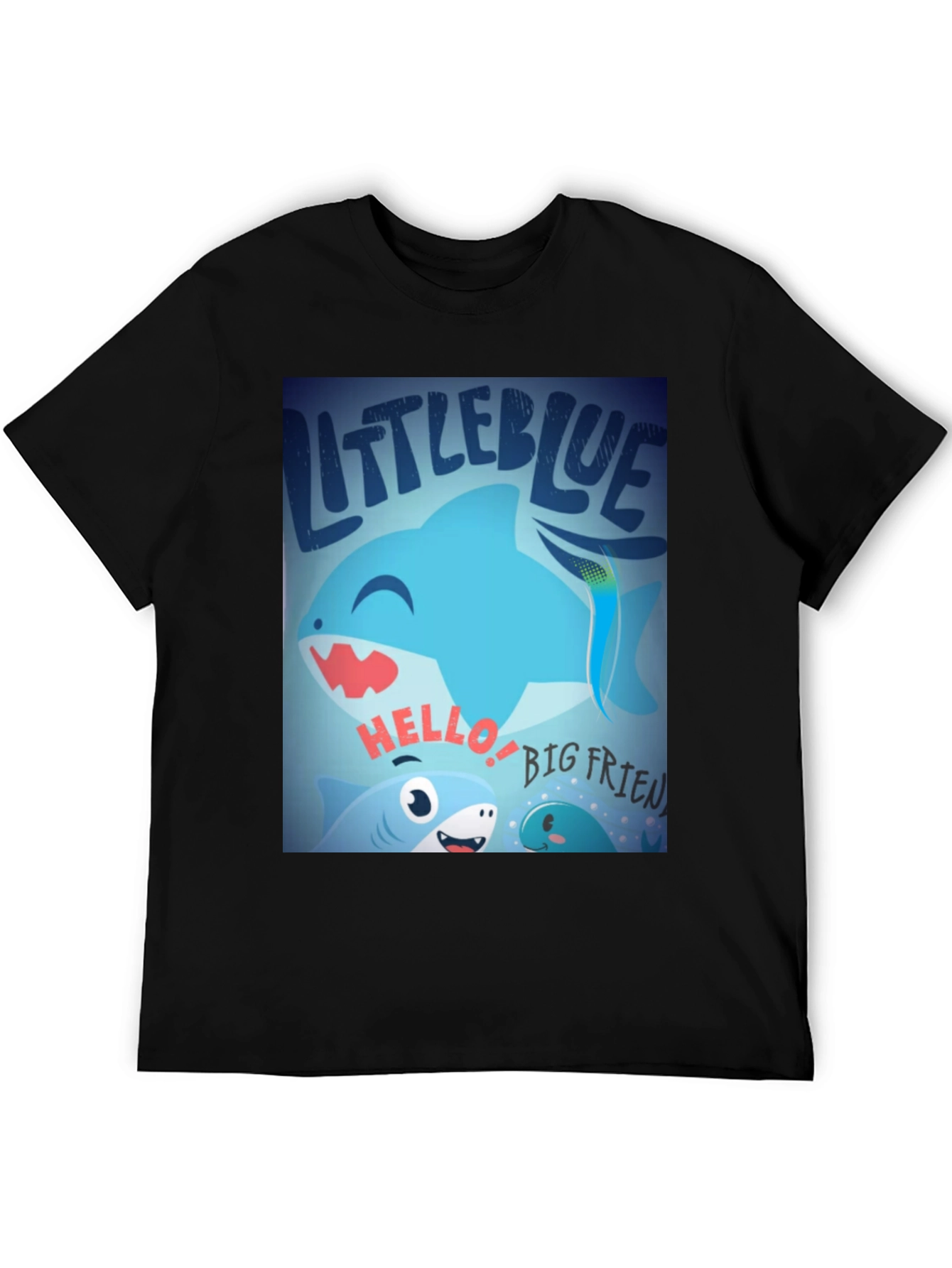 Black Little Blue Shark Graphic Tee - Fun, Casual Style view 5