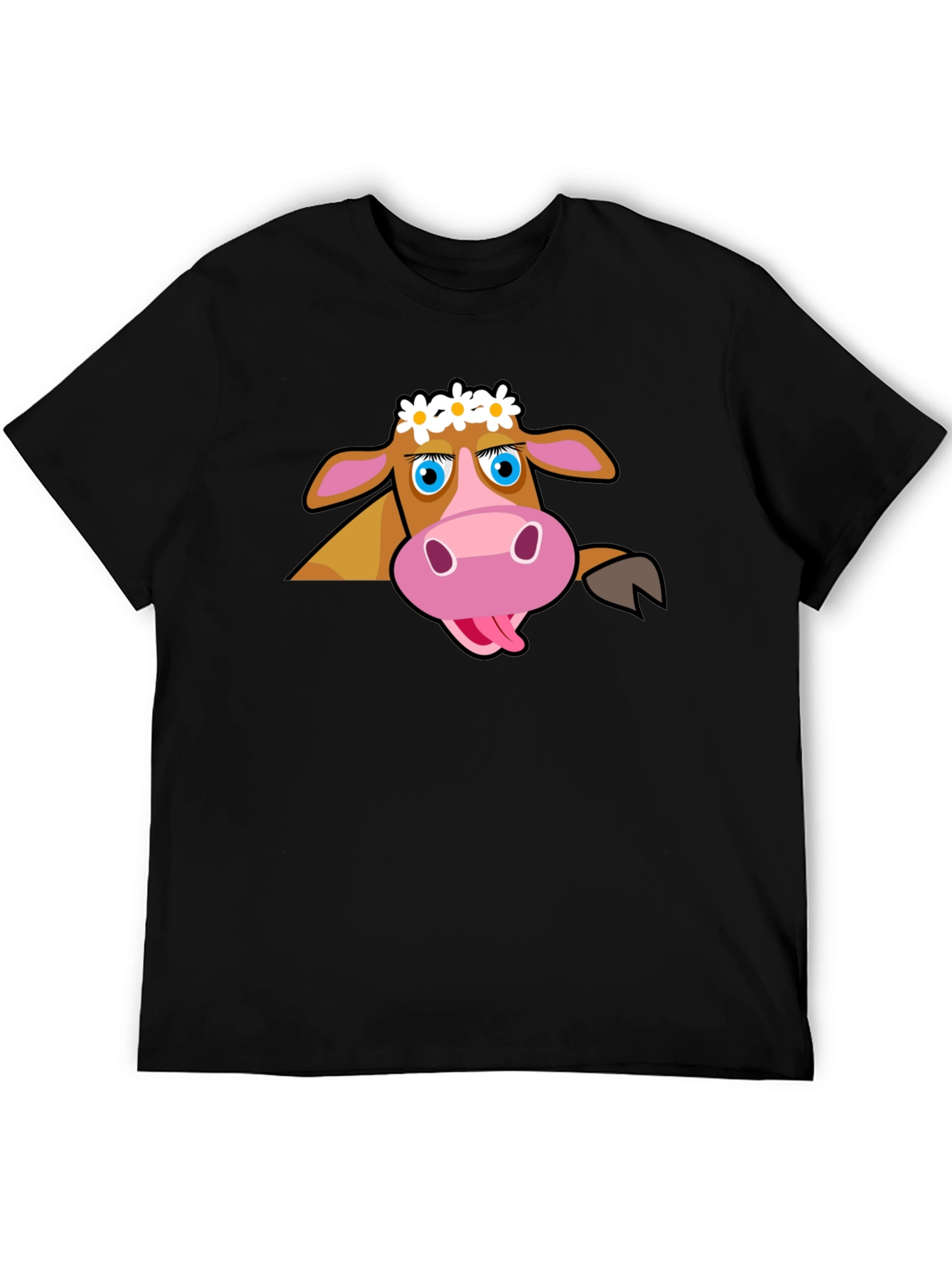 Black Cartoon Cow T-Shirt: Fun Graphic Tee view 5