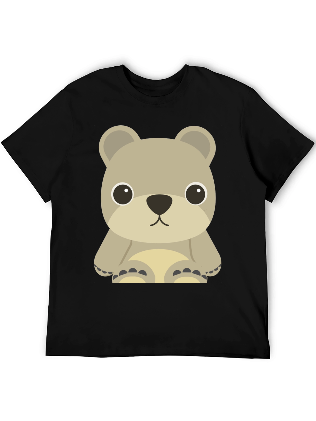 Black Cute Bear Graphic Tee - Unisex Casual T-Shirt view 5