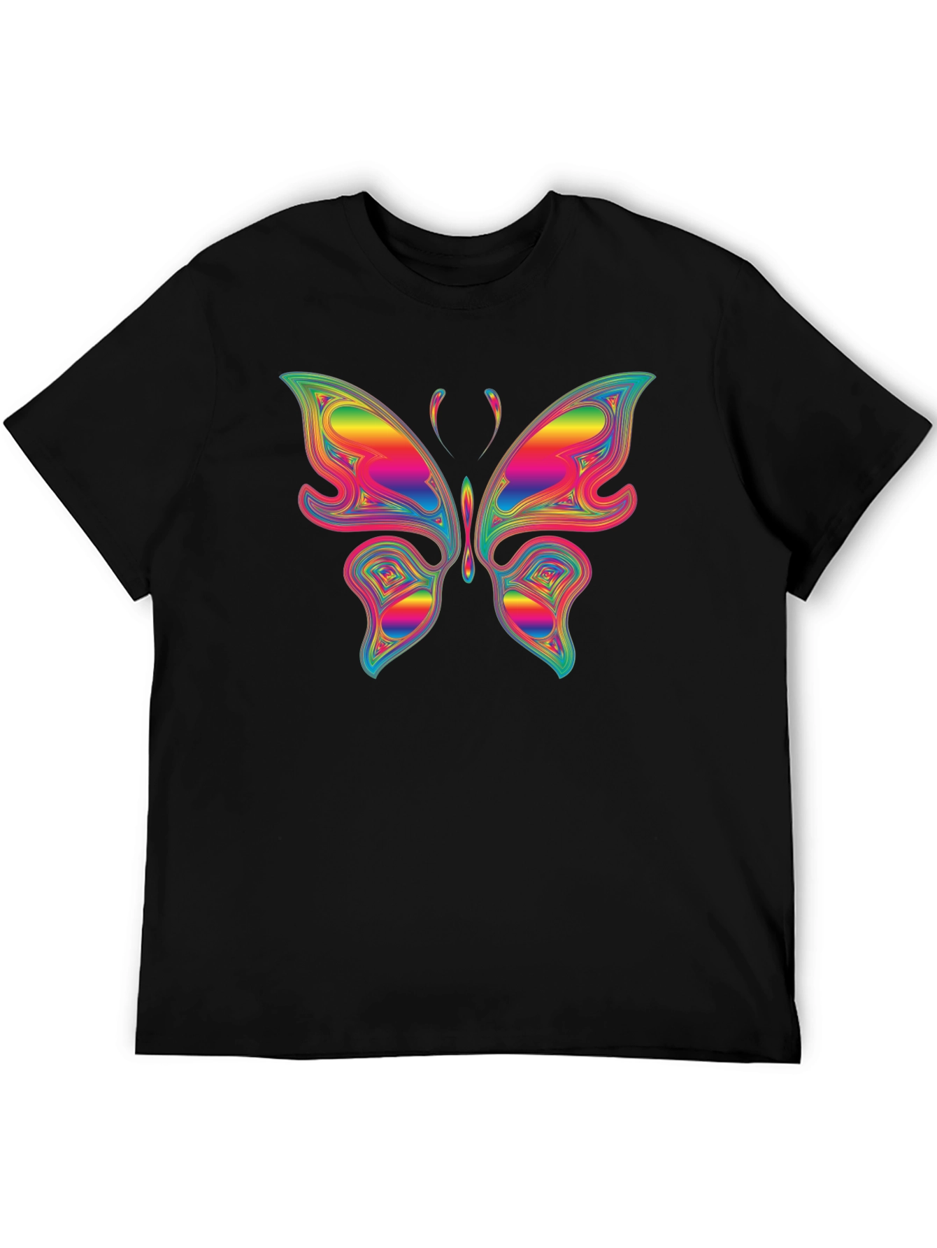 Black Rainbow Butterfly Graphic T-Shirt - Unique Colorful Tee view 5