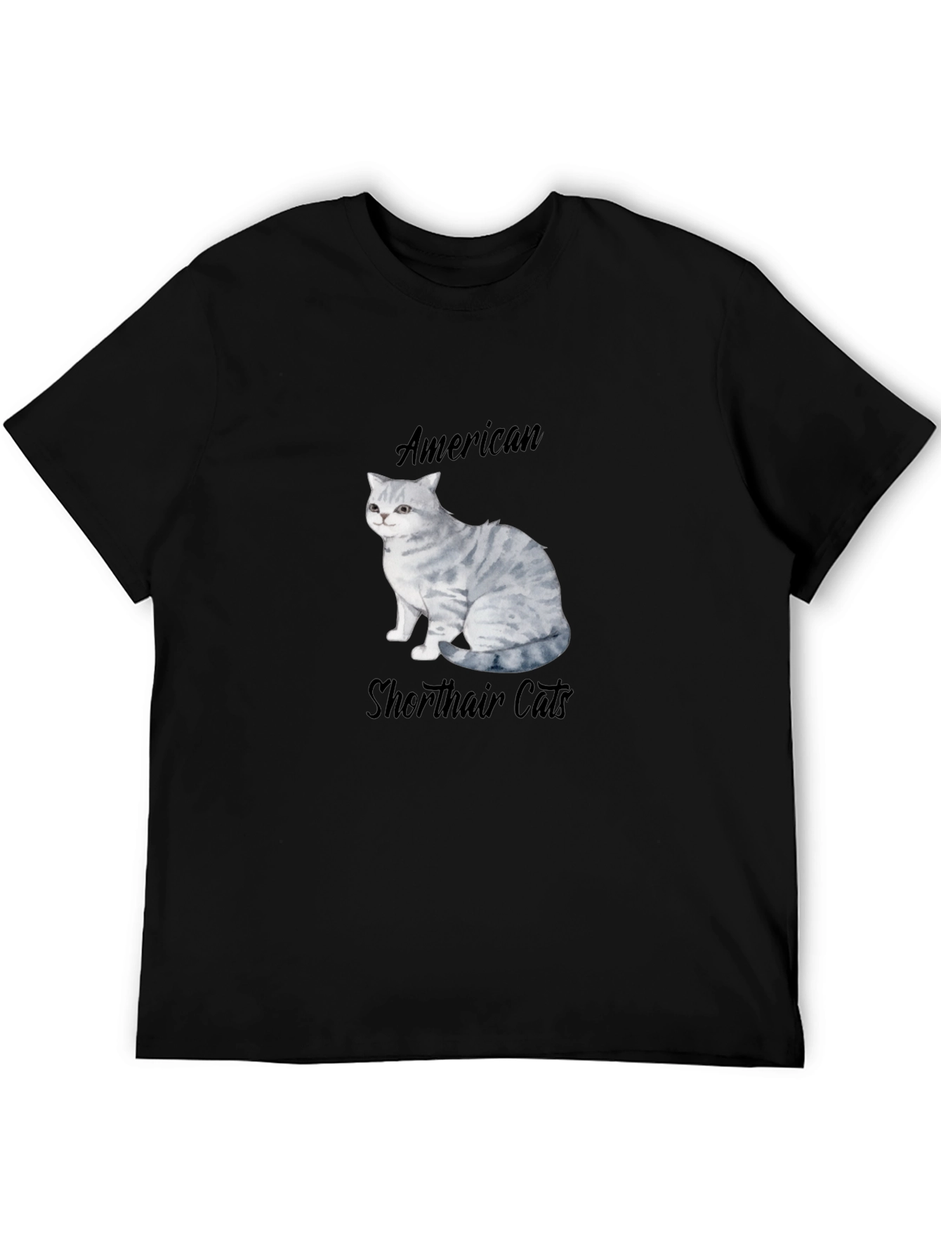 Black American Shorthair Cat Graphic T-Shirt view 5