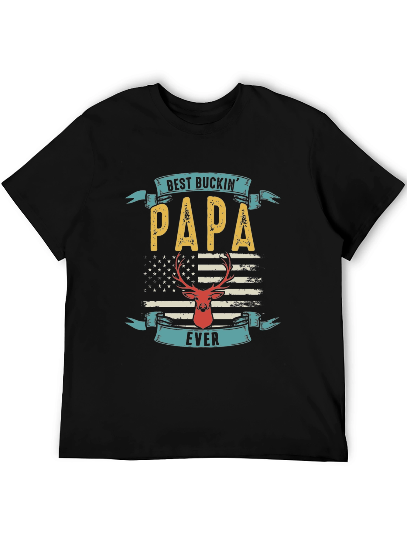 Black Best Buckin' Papa T-Shirt - Deer Hunter Father's Day Tee view 5