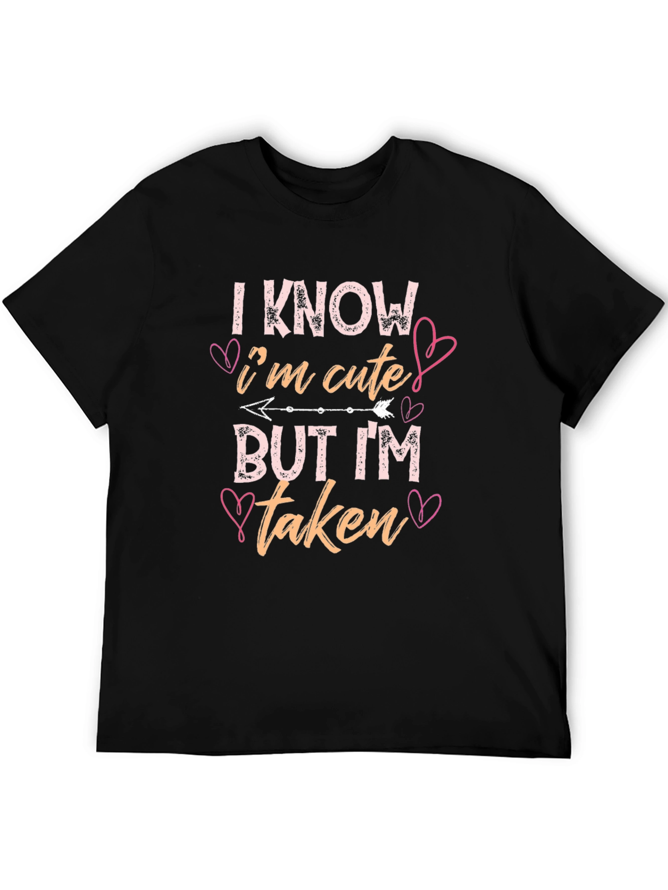 Black Cute But Taken Graphic Tee - Black Cotton T-Shirt view 5