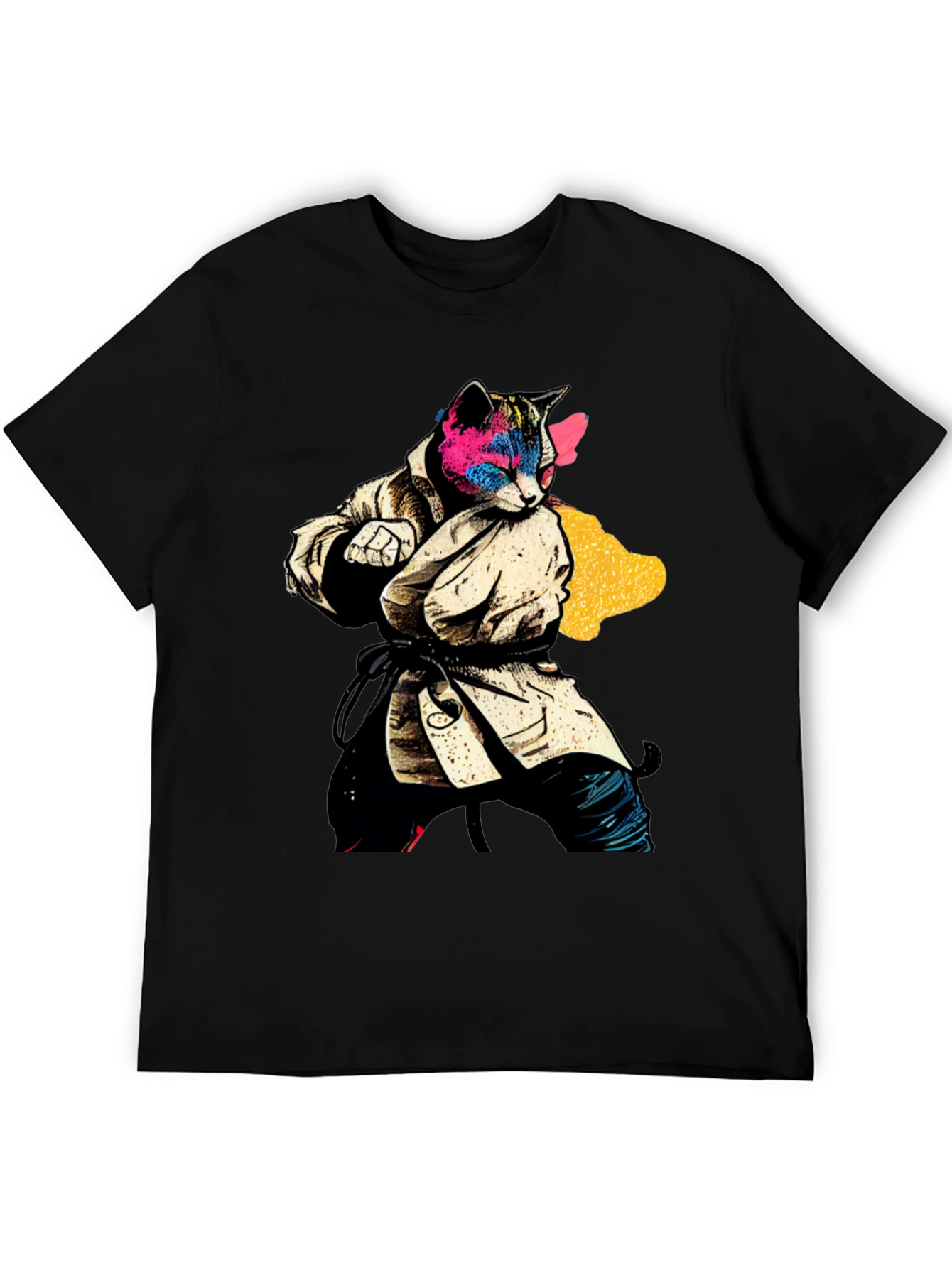 Black Karate Cat T-Shirt - Unique Graphic Tee view 5