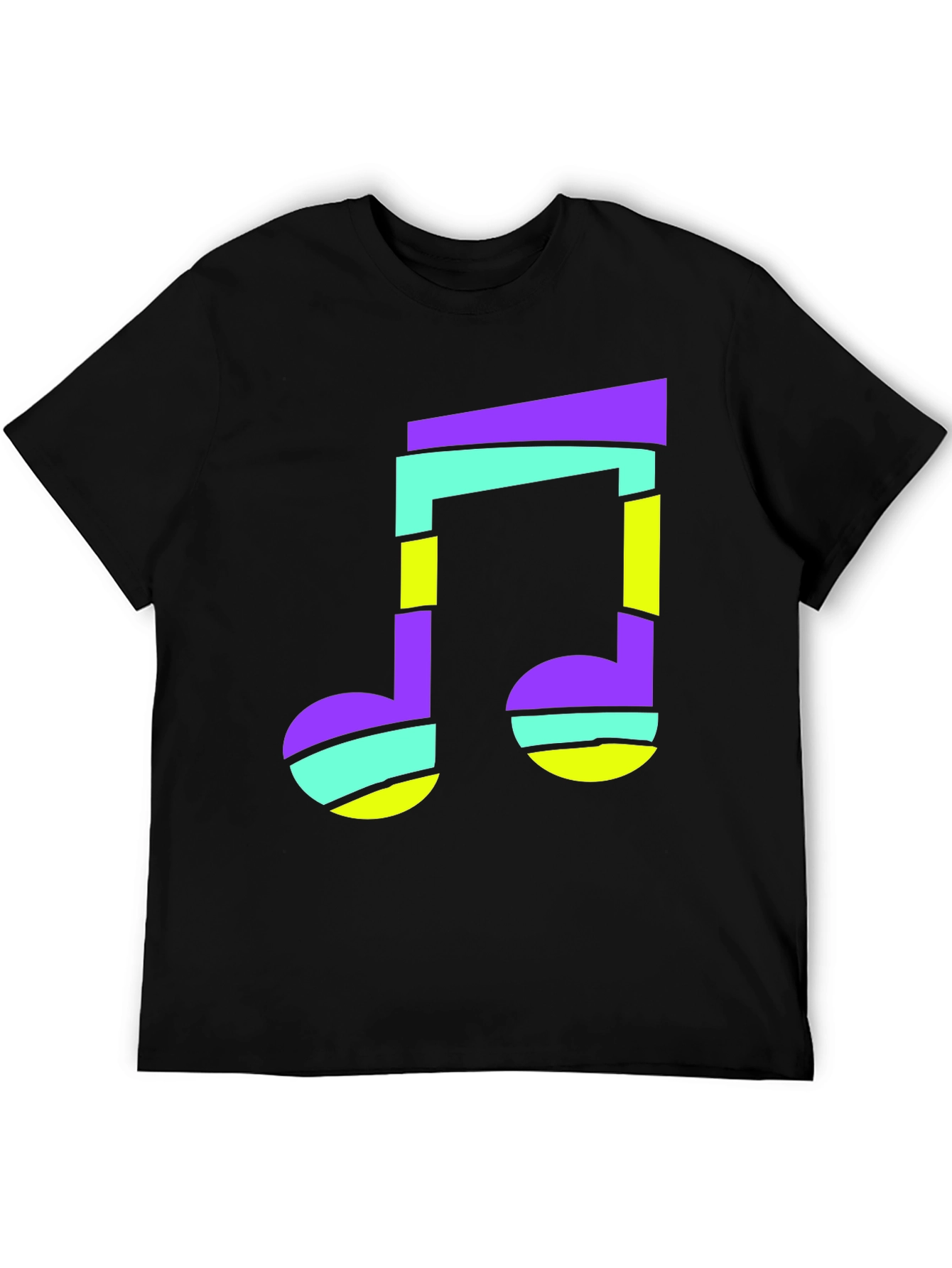 Black Funky Music Note Black T-Shirt view 5