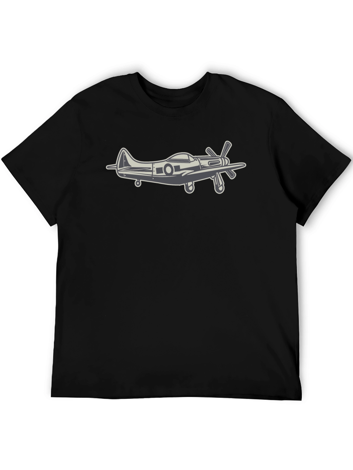 Black Vintage Airplane Graphic Tee - Classic Style view 5