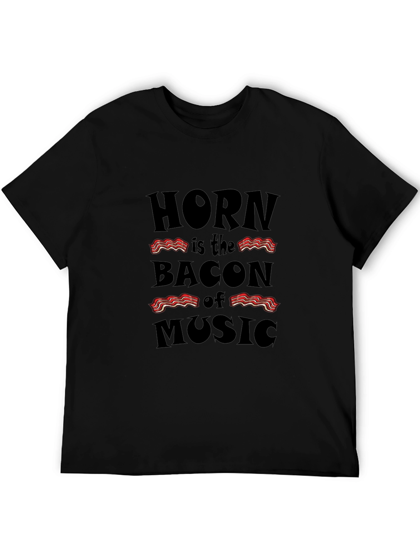 Black Horn is the Bacon of Music Black T-Shirt view 5