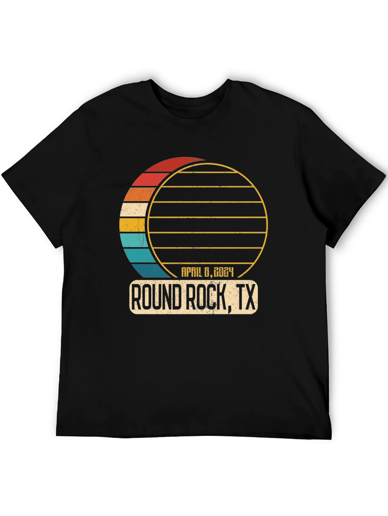 Black Round Rock, TX April 8, 2024 Solar Eclipse T-Shirt view 5