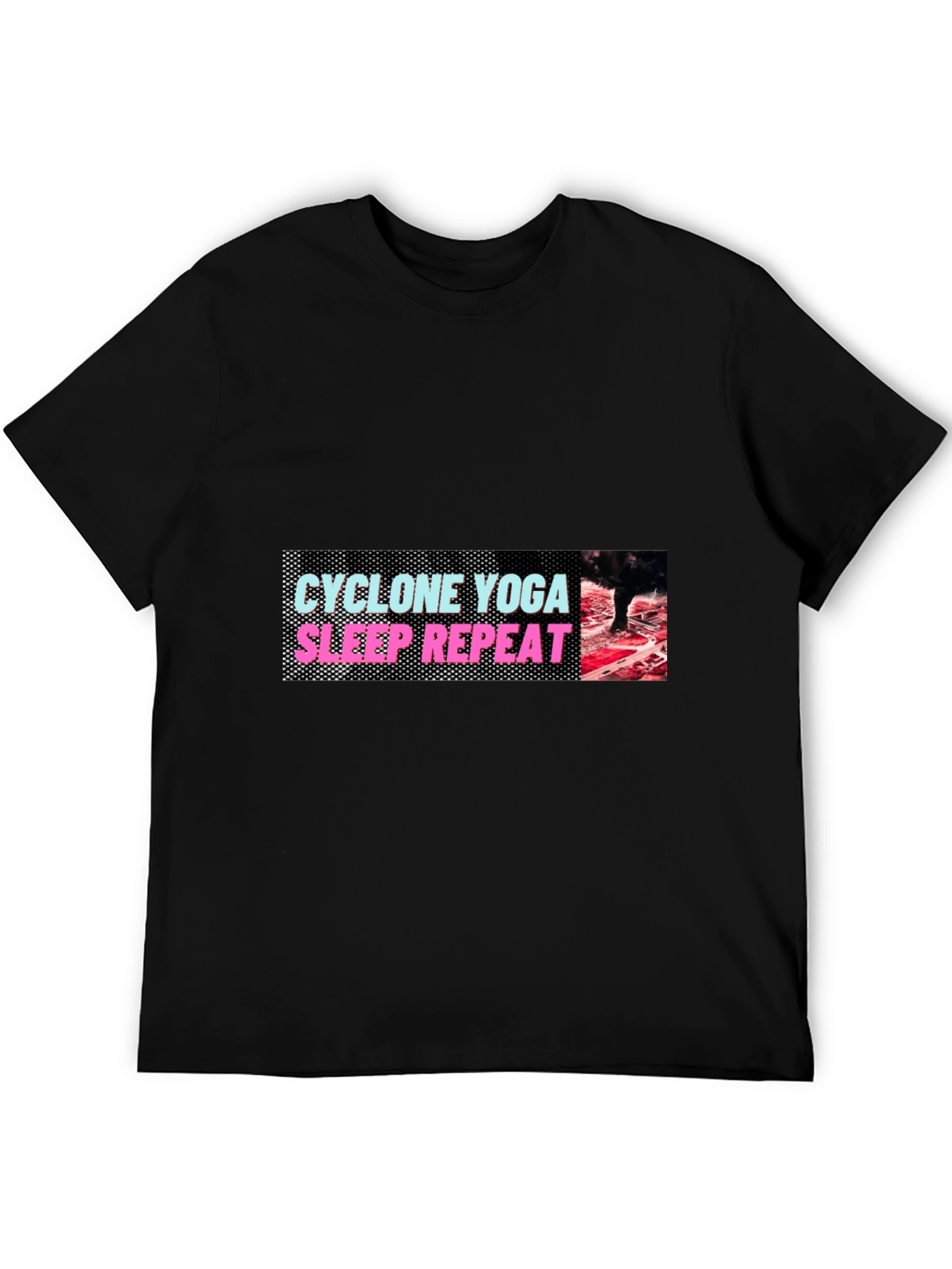 Black Men's 'Cyclone Yoga Sleep Repeat' Graphic Tee view 5