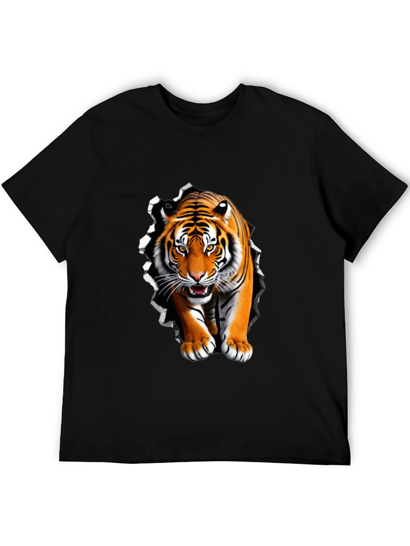 Black Tiger Graphic Black Tee - Bold Animal Print view 5