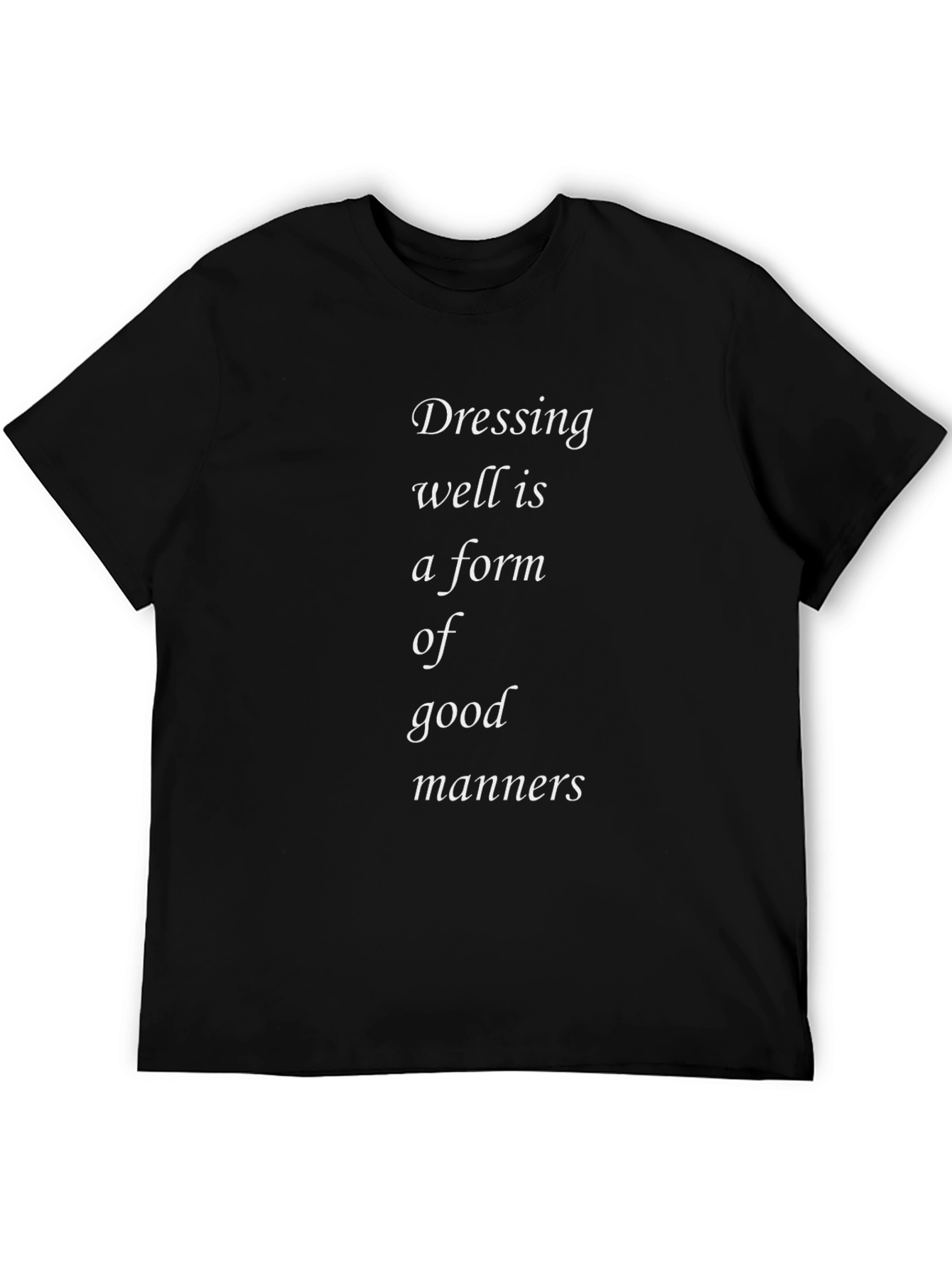 Black Dressing Well Manners T-Shirt - Black Crew Neck Tee view 5