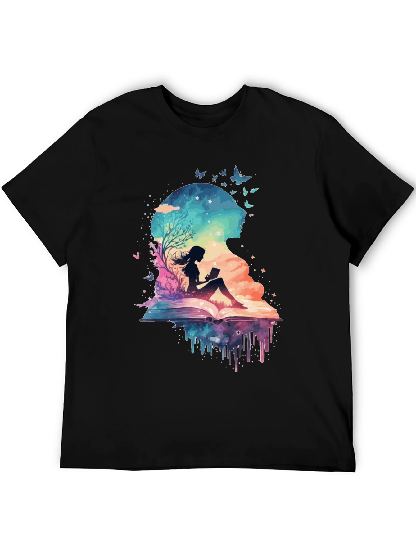 Black Book Lover Galaxy Tee - Literary Dreamscape Design view 5