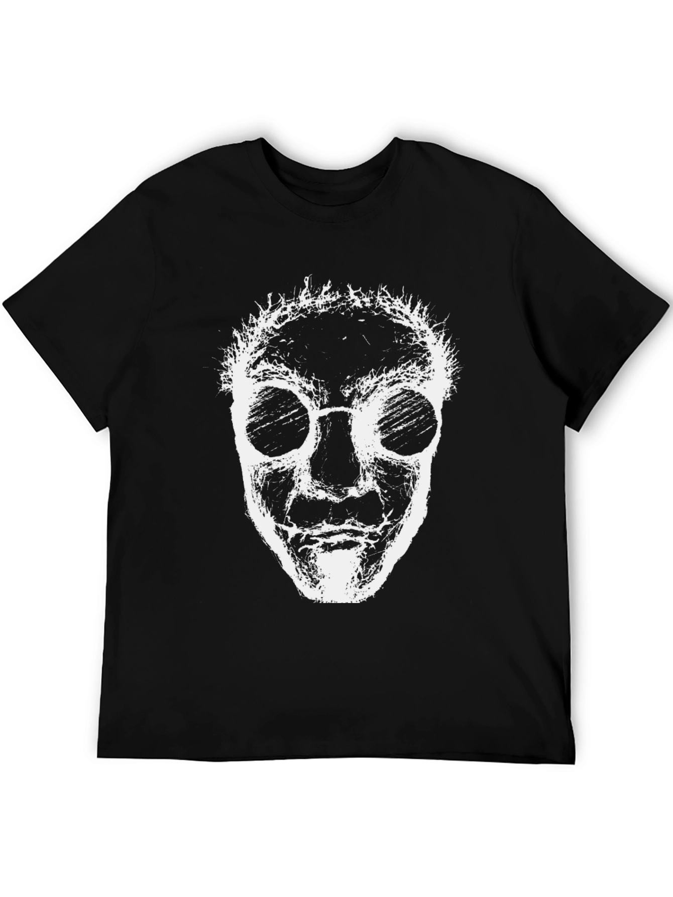 Black Abstract Face Graphic Tee - Black Crew Neck view 5