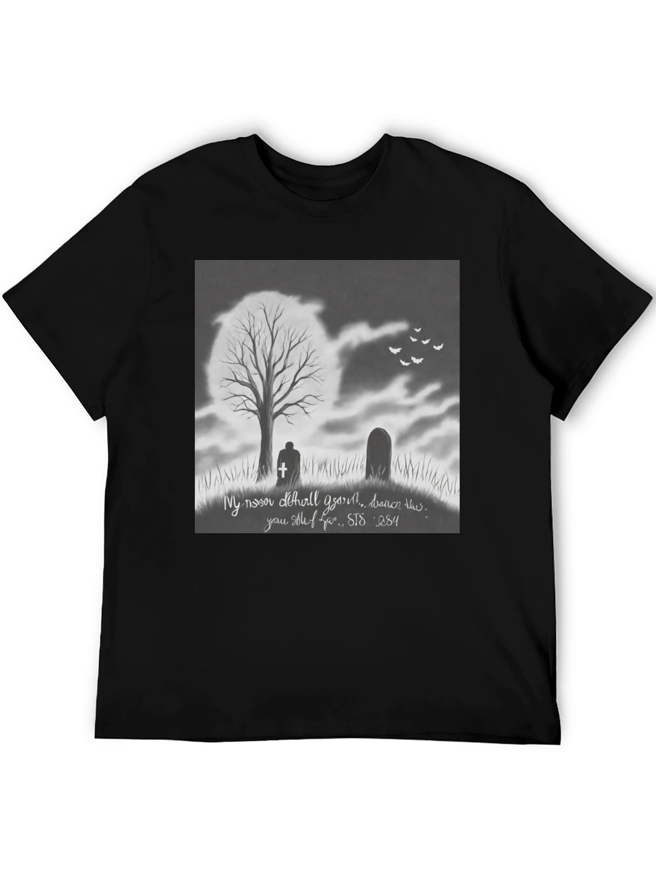 Black Gothic Graveyard T-Shirt - Dark Humor Tee view 5