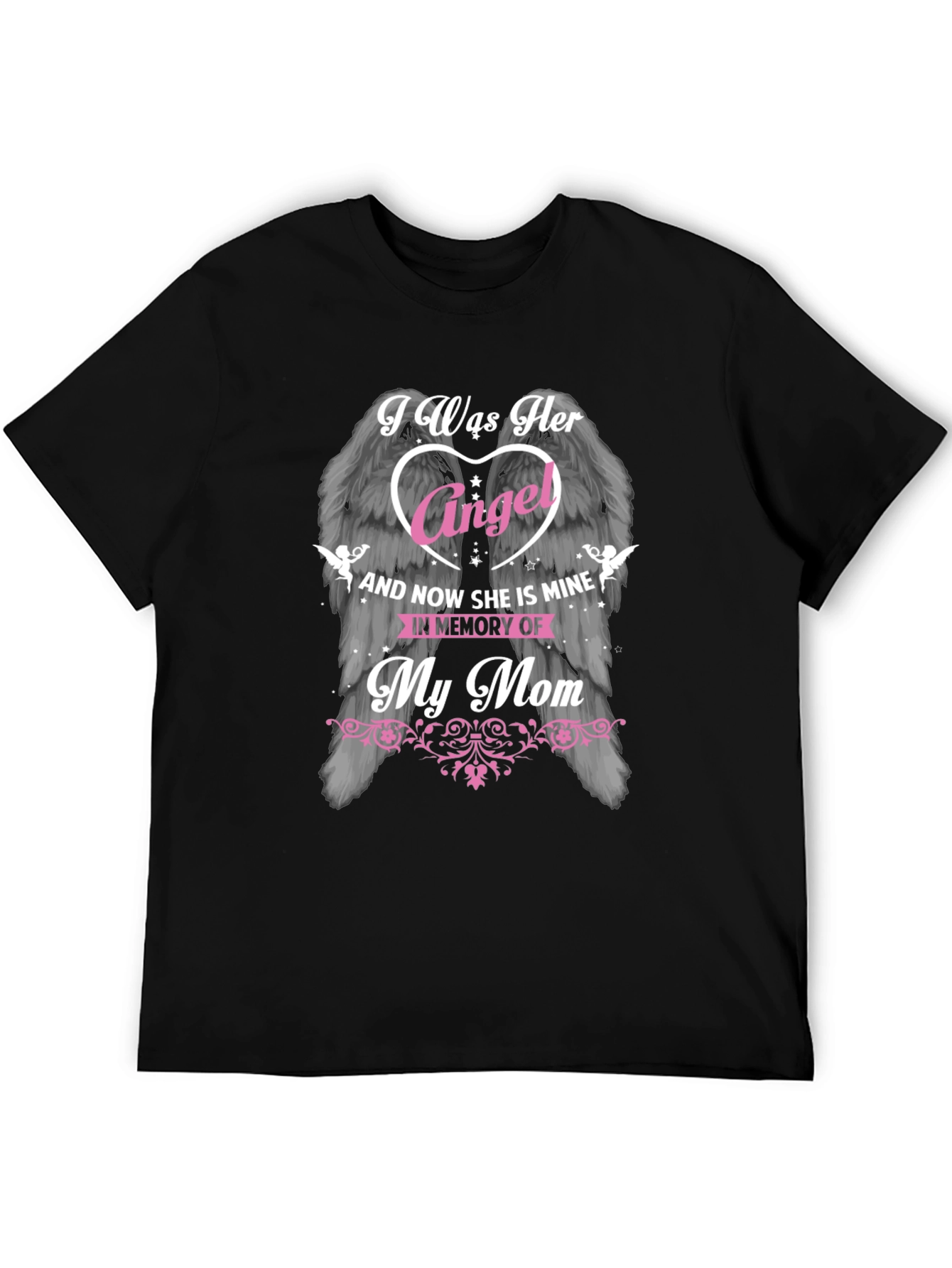 Black I Was Her Angel Memorial T-Shirt view 5