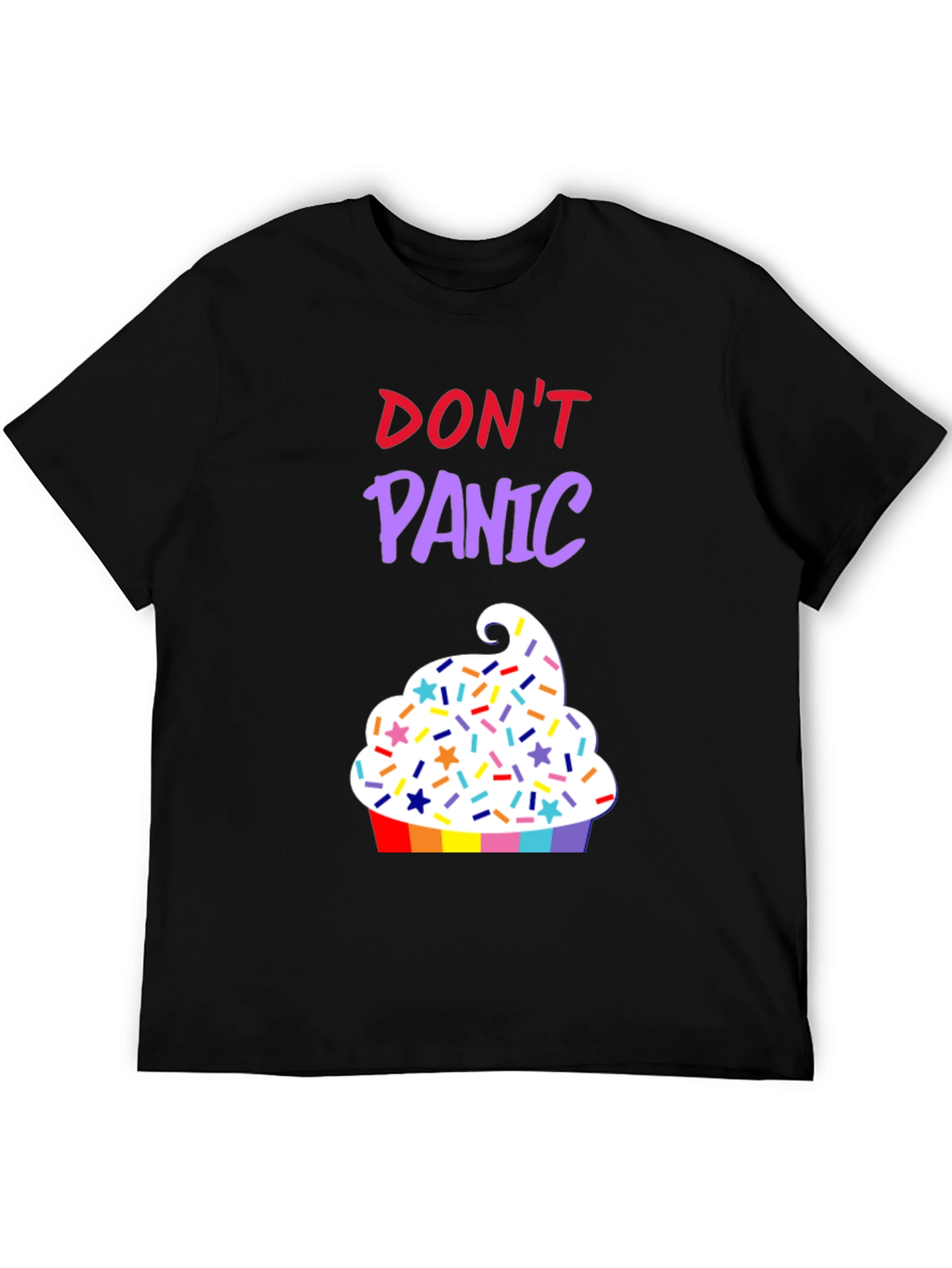 Black Don't Panic Cupcake T-Shirt view 5