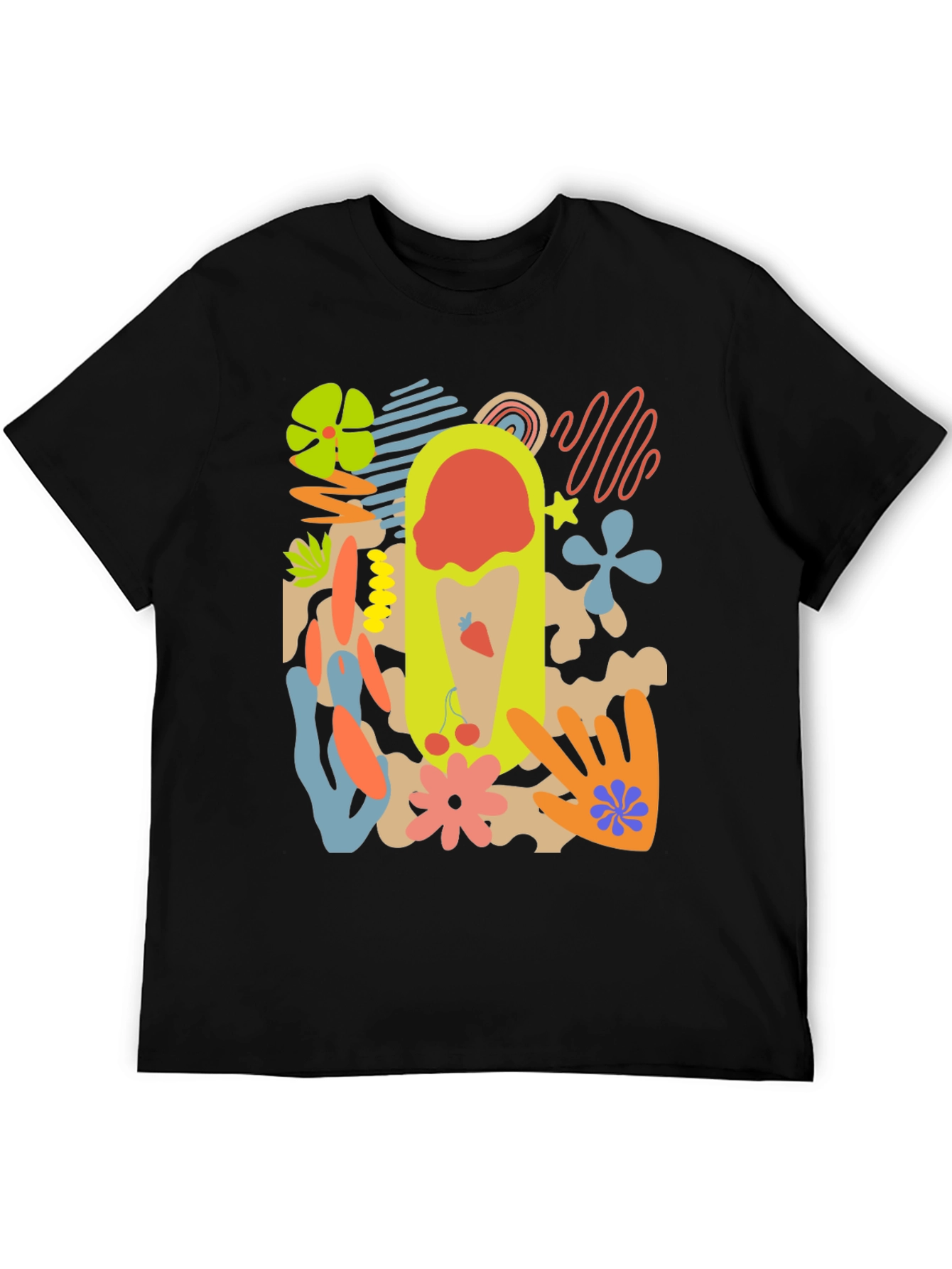 Black Abstract Graphic Print T-Shirt view 5