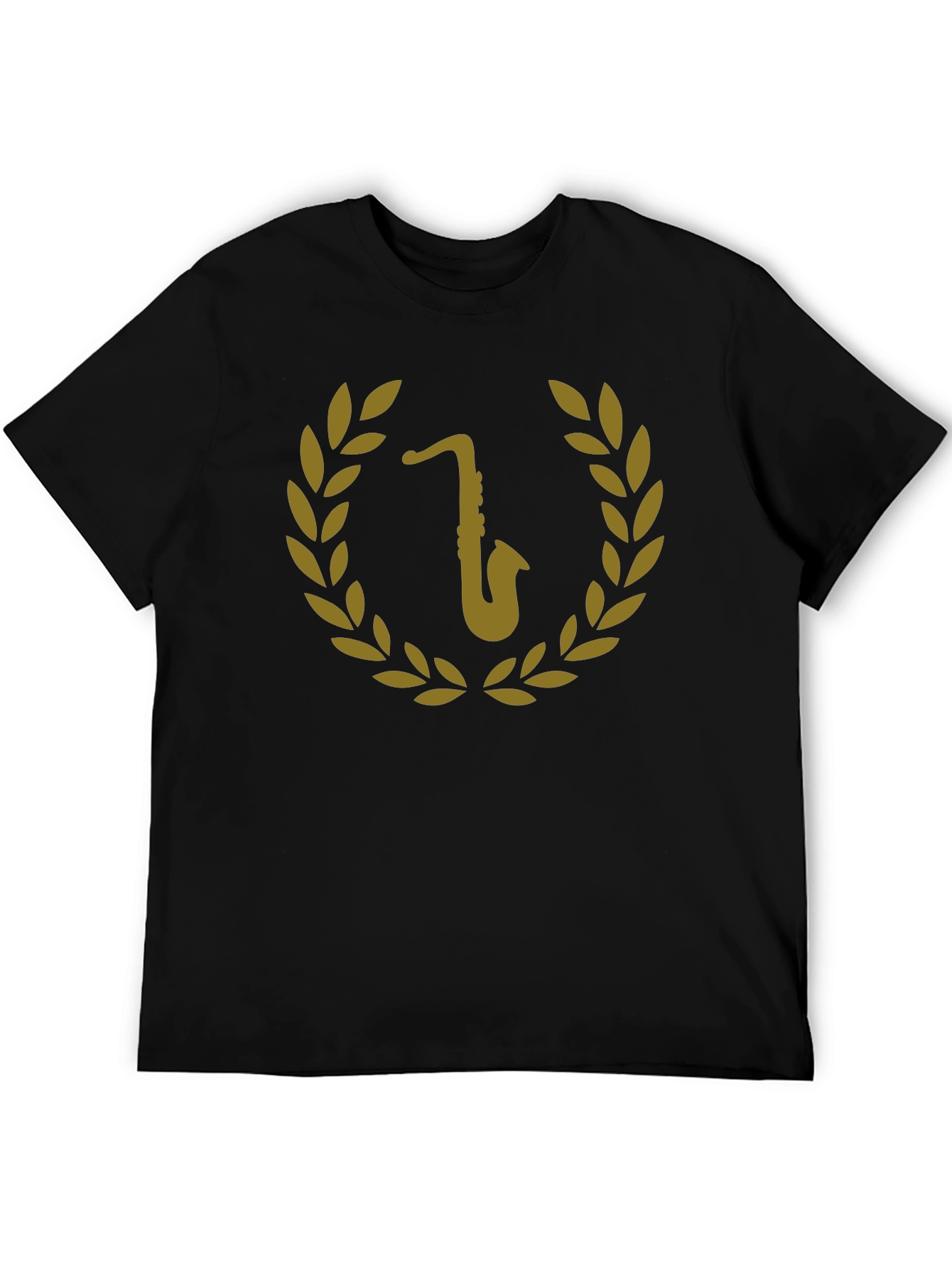 Black Saxophone Laurel Wreath Graphic Tee view 5