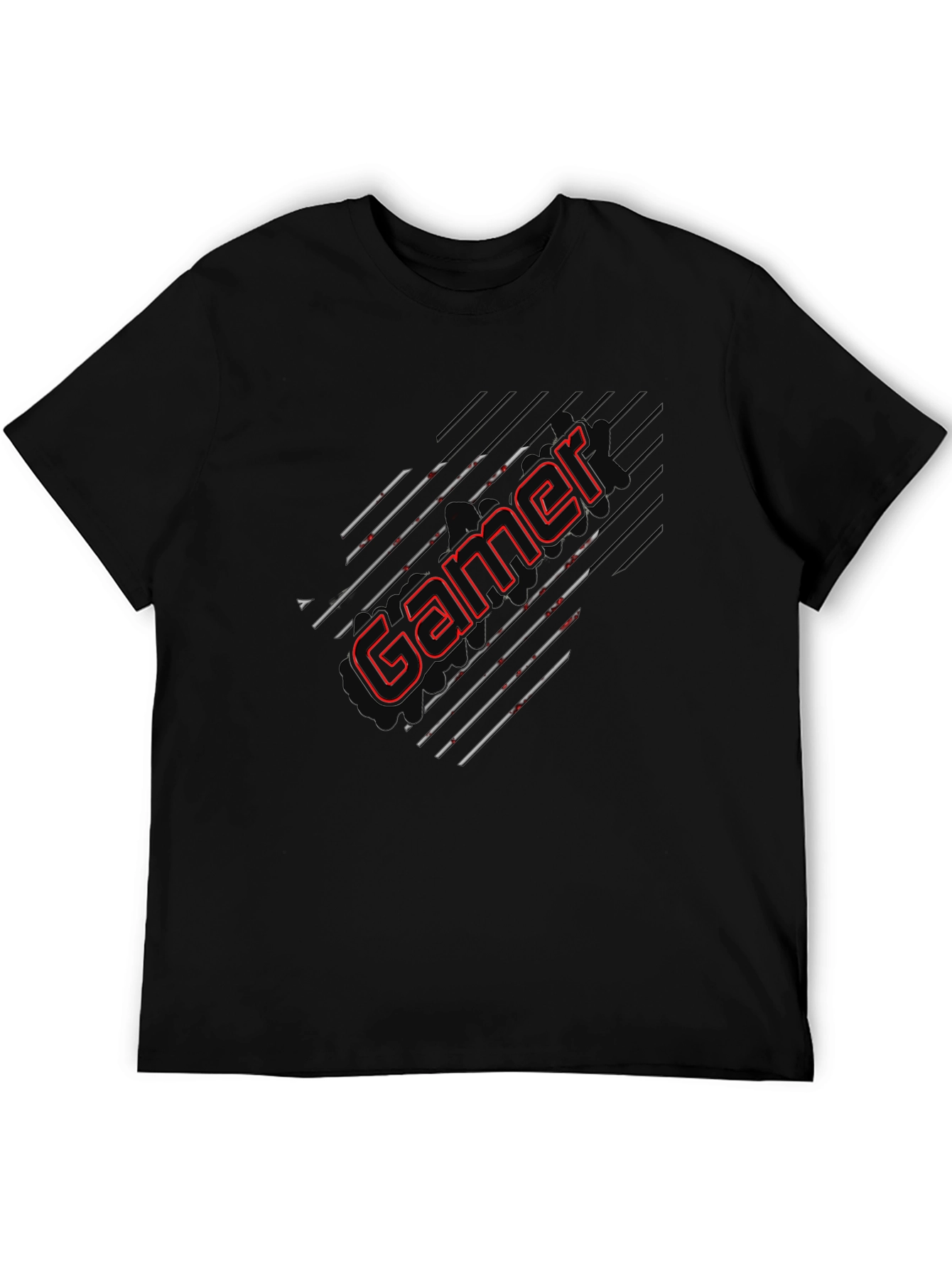 Black Gamer Graphic Tee - Black Cotton Blend view 5