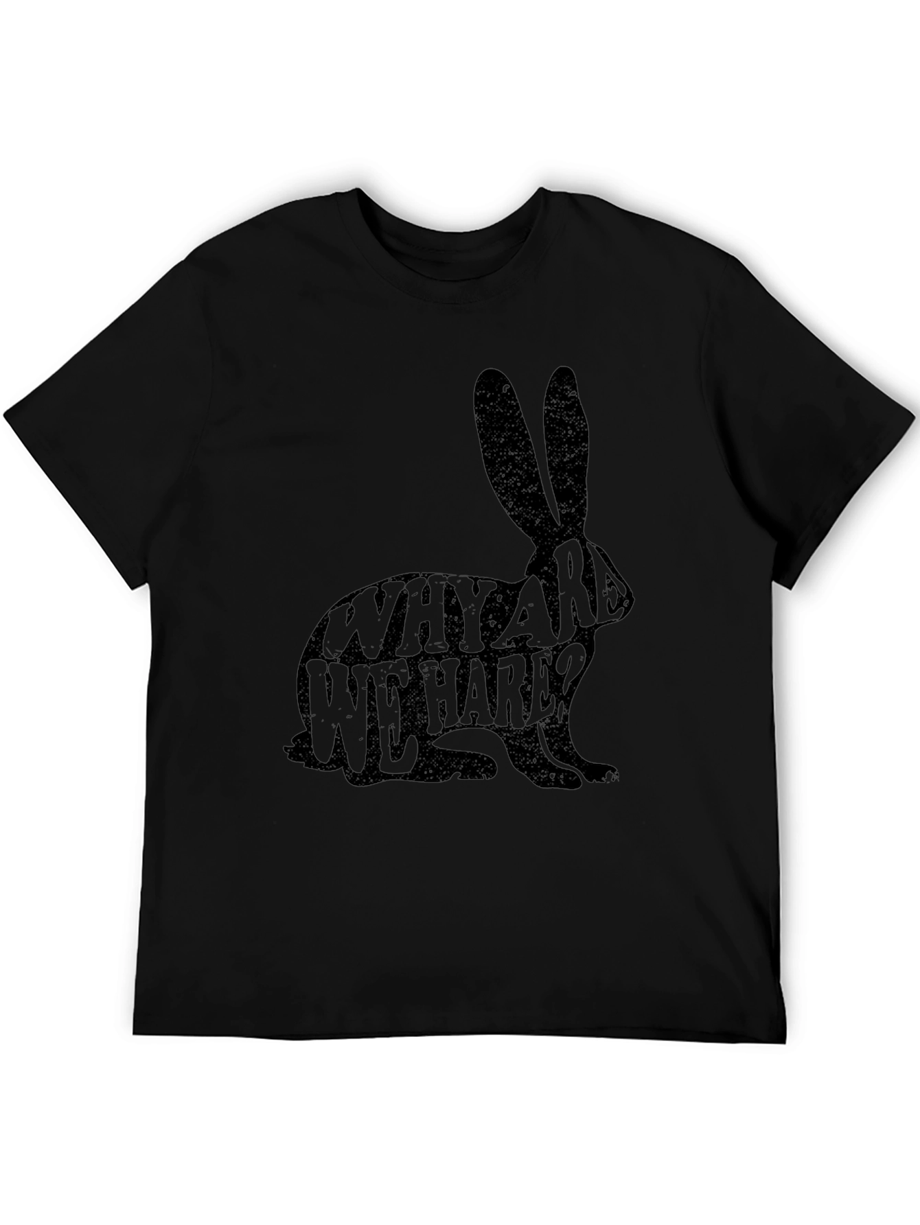Black Why Are We Hare? Novelty Black T-Shirt view 5