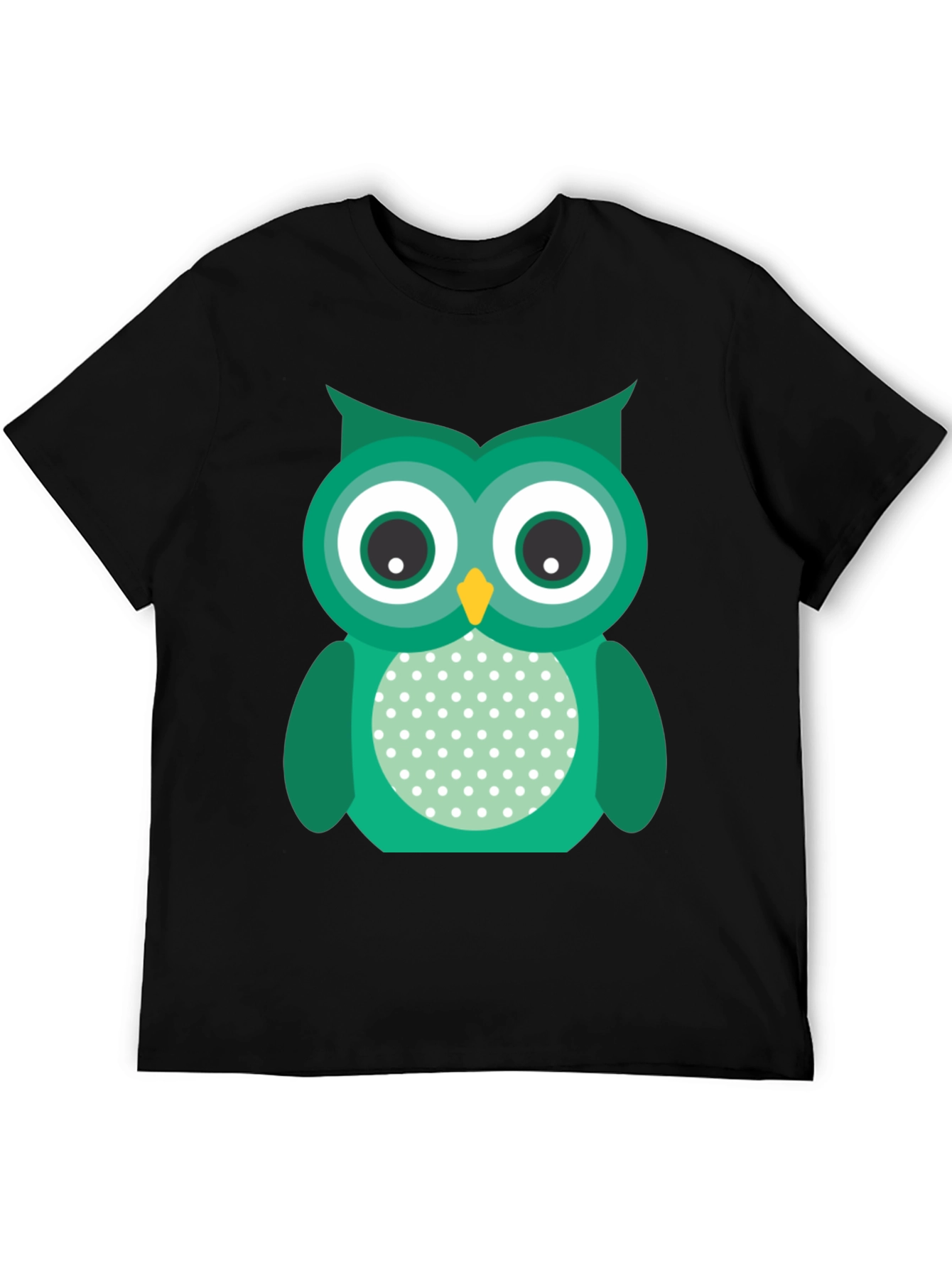 Black Cute Owl Graphic Print Black T-Shirt view 5