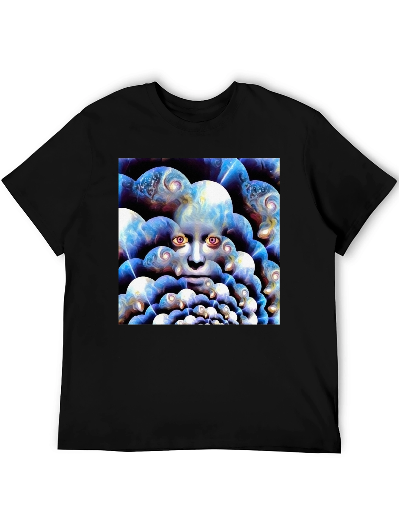 Black Surreal Face Graphic Black T-Shirt view 5