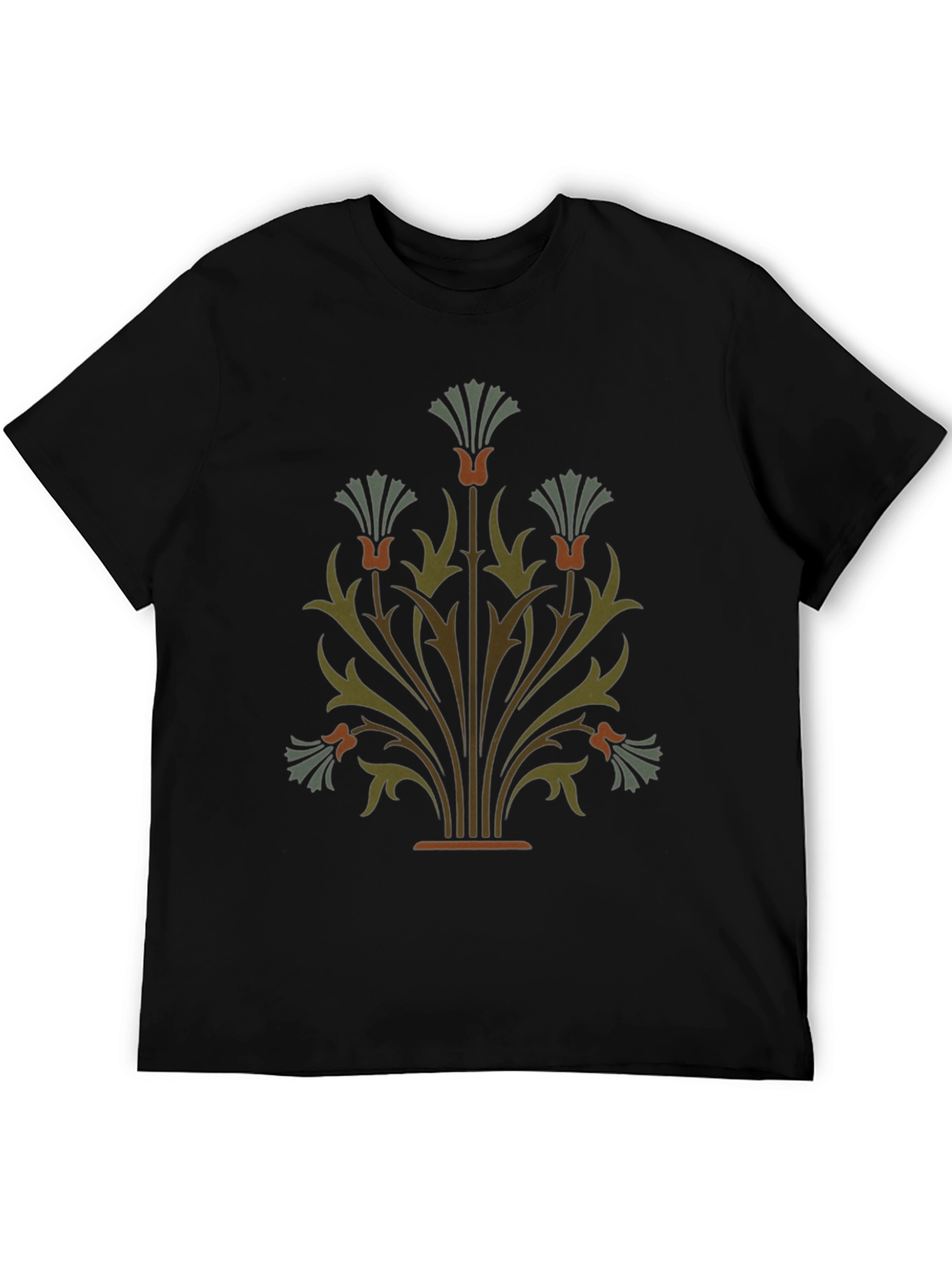 Black Elegant Floral Graphic Black T-Shirt view 5