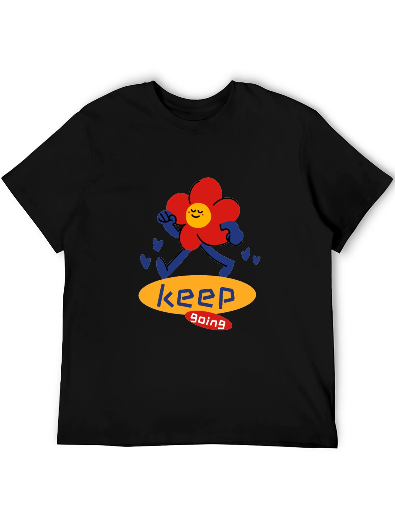 Black Keep Going Flower Graphic Black T-Shirt view 5