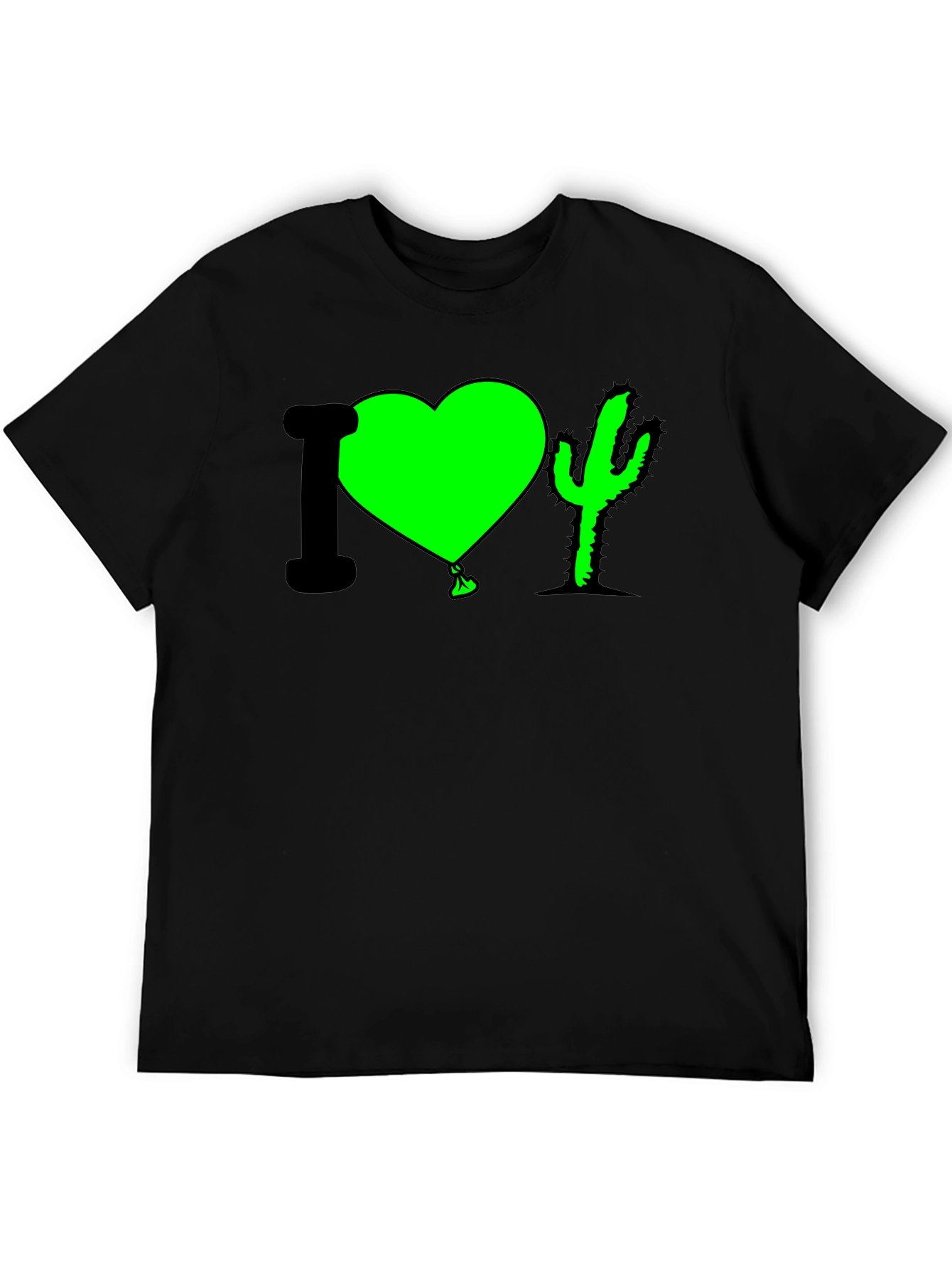 Black I Heart Cactus T-Shirt - Fun Graphic Tee view 5