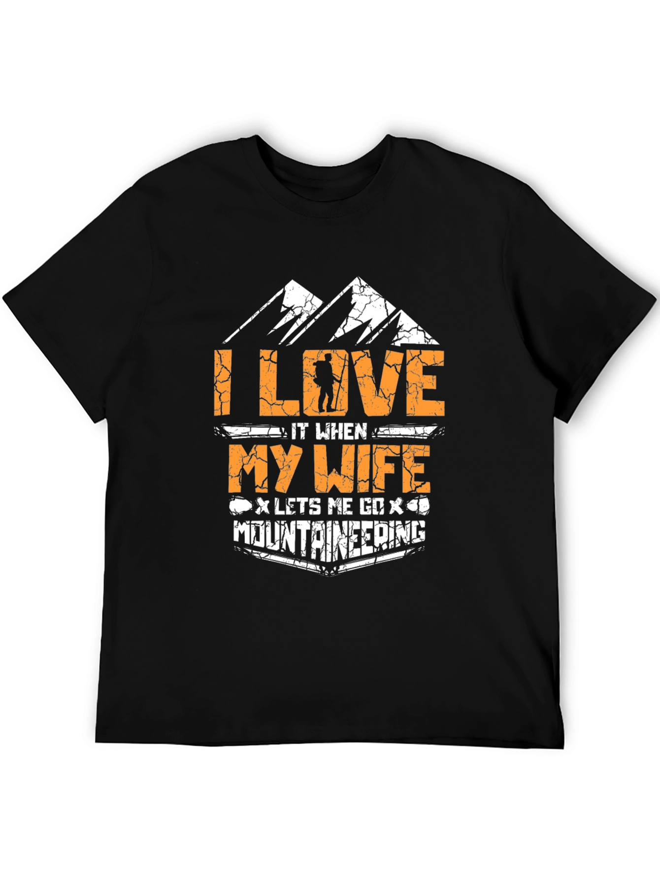 Black I Love My Wife Mountaineering Black T-Shirt view 5