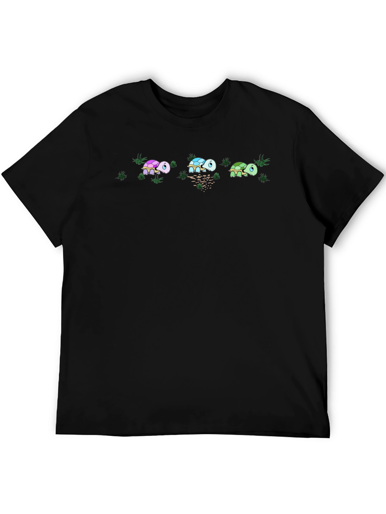 Black Cartoon Turtle T-Shirt - Black Cotton Blend view 5