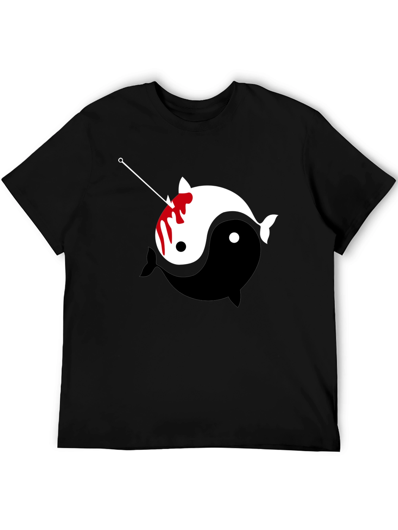 Black Yin Yang Narwhal Graphic Tee view 5