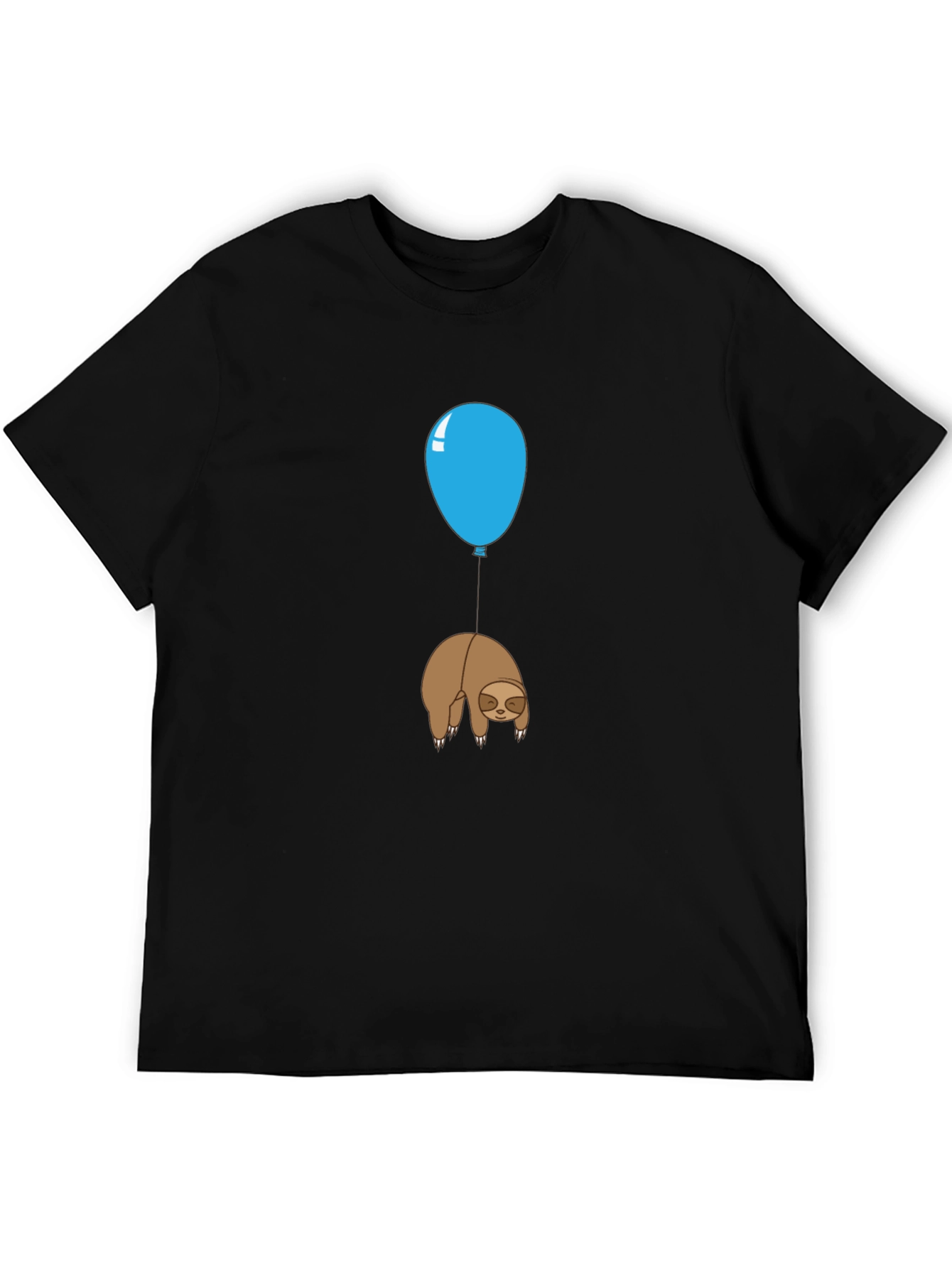 Black Sloth Balloon Graphic Tee - Relaxed Fit Cotton T-Shirt view 5