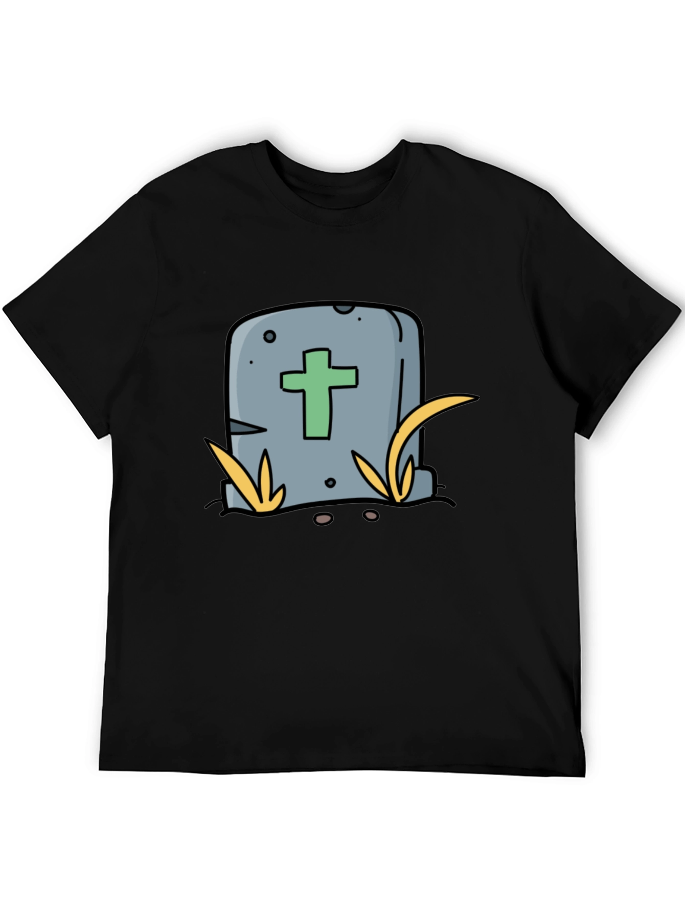 Black Cartoon Tombstone T-Shirt - Funny Halloween Tee view 5