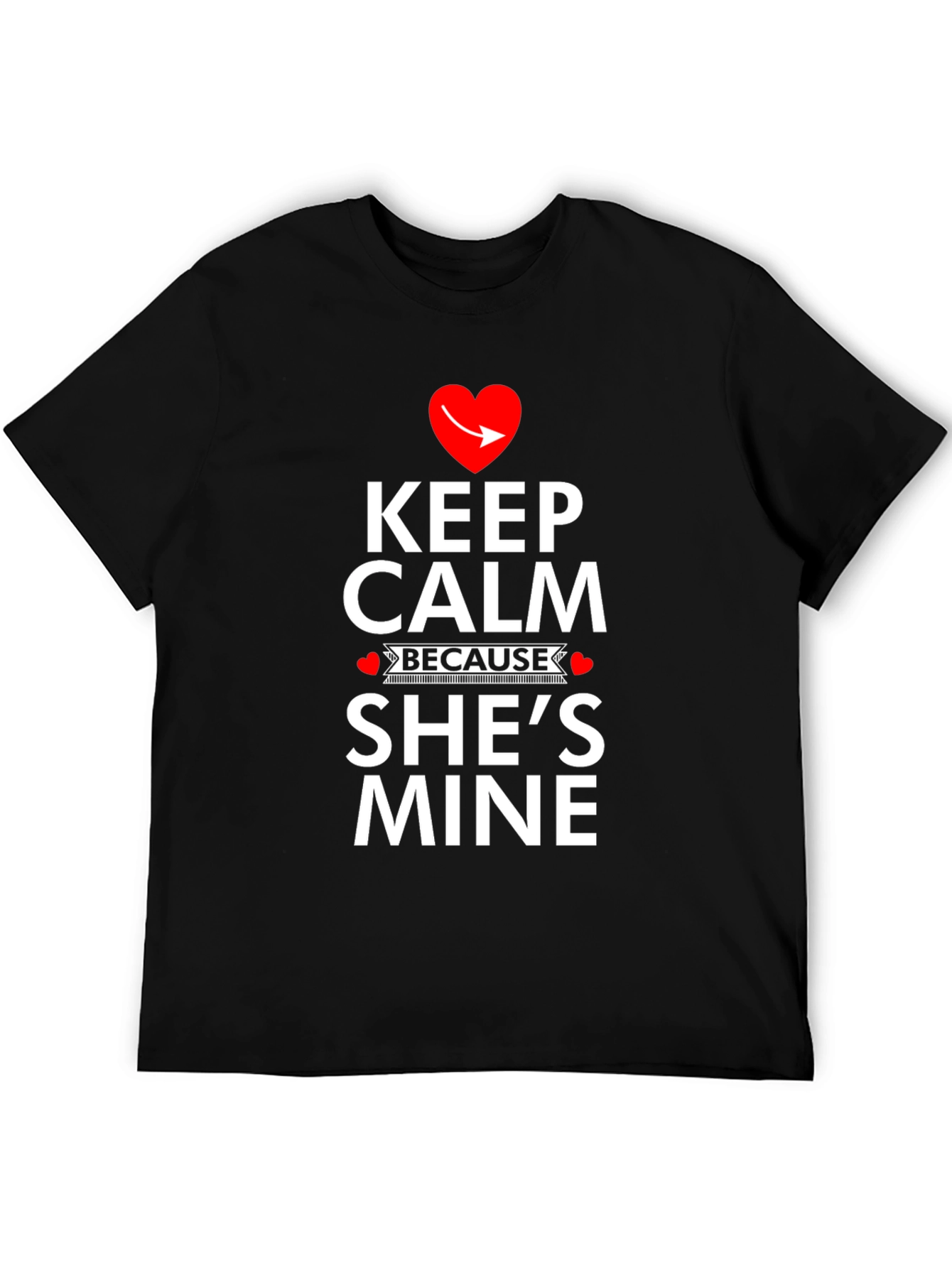 Black Keep Calm She's Mine T-Shirt - Funny Novelty Tee view 5