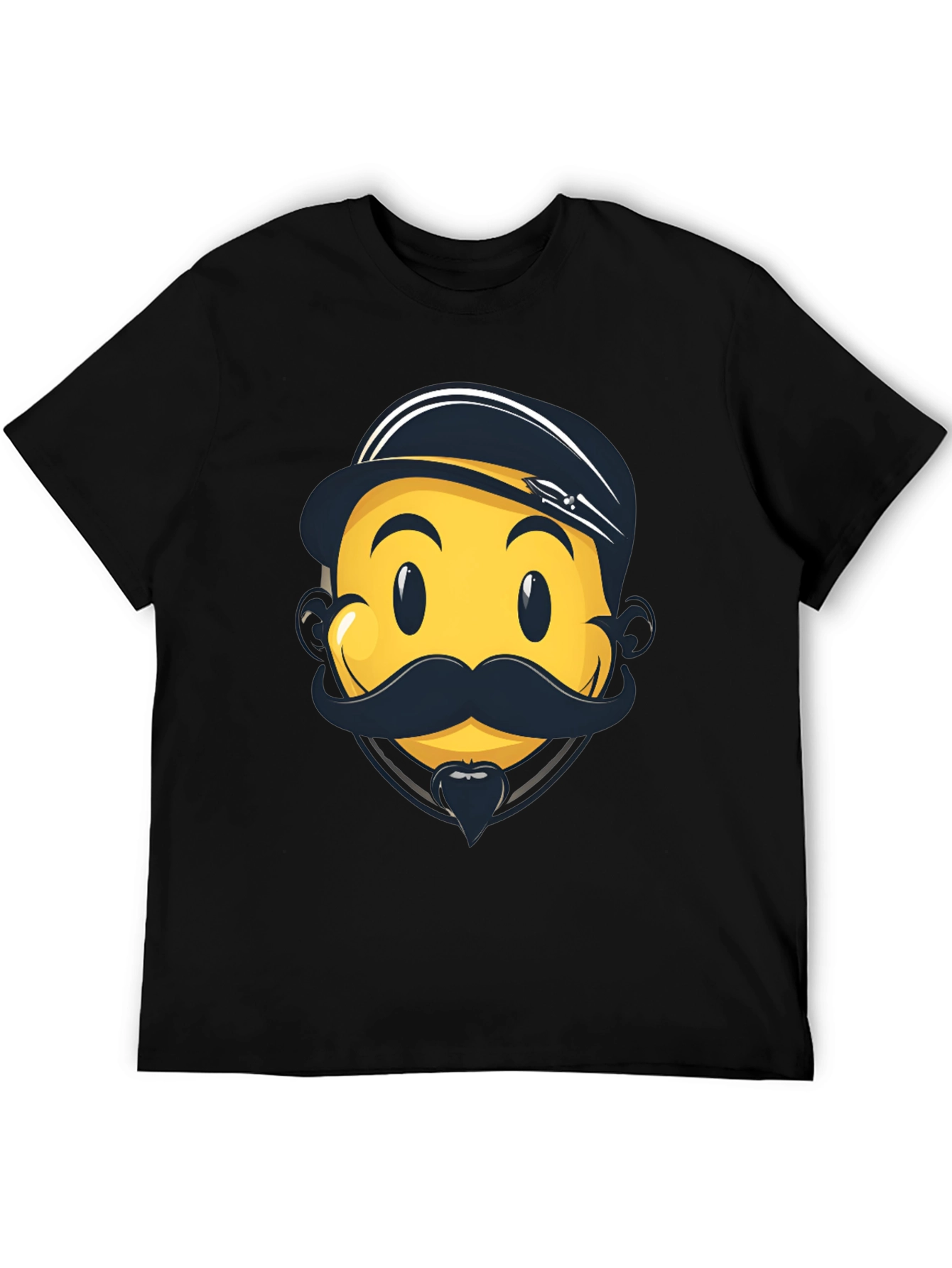 Black Emoji Captain Graphic Tee - Black Cotton Comfort view 5