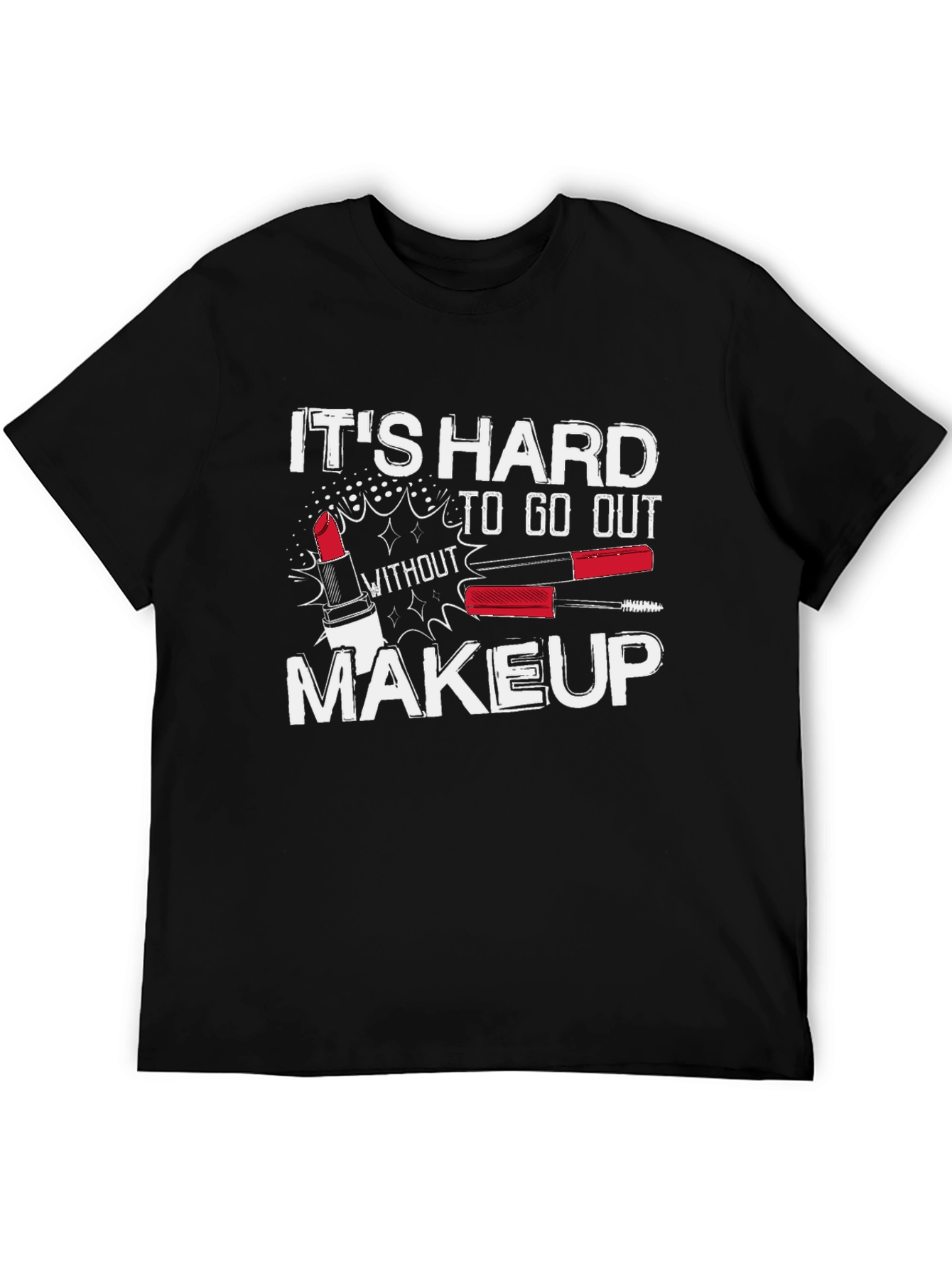 Black Makeup Graphic Tee - It's Hard To Go Out view 5