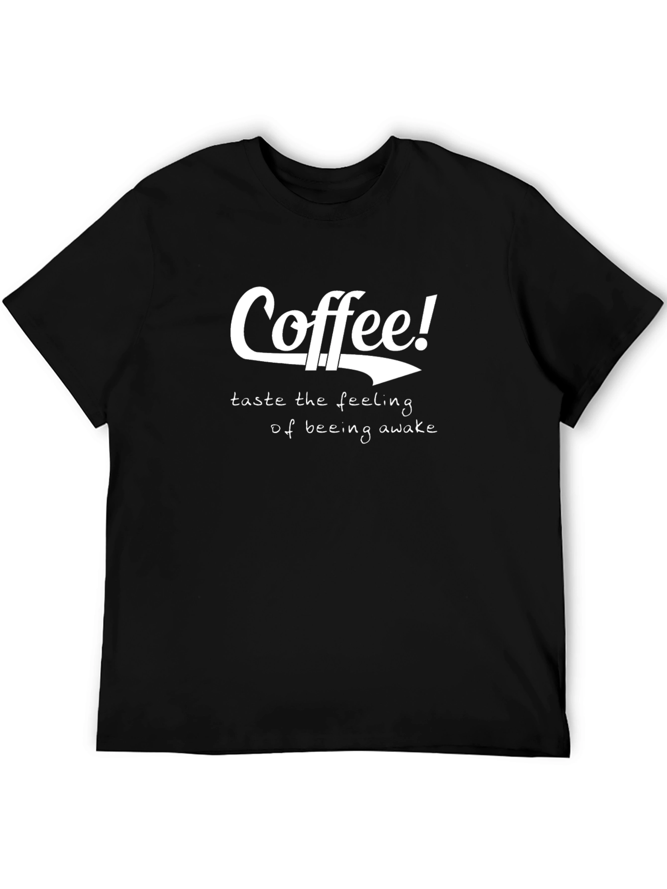 Black Coffee! Awake Feeling T-Shirt - Black Graphic Tee view 5