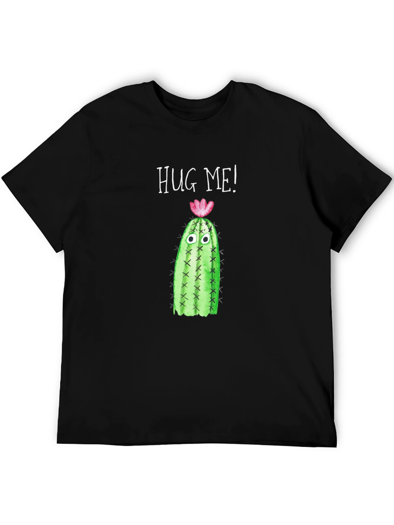 Black Hug Me Cactus T-Shirt - Funny Graphic Tee view 5