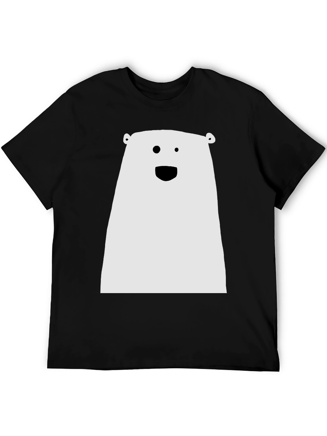 Black Funny Minimalist Bear Graphic Black T-Shirt view 5