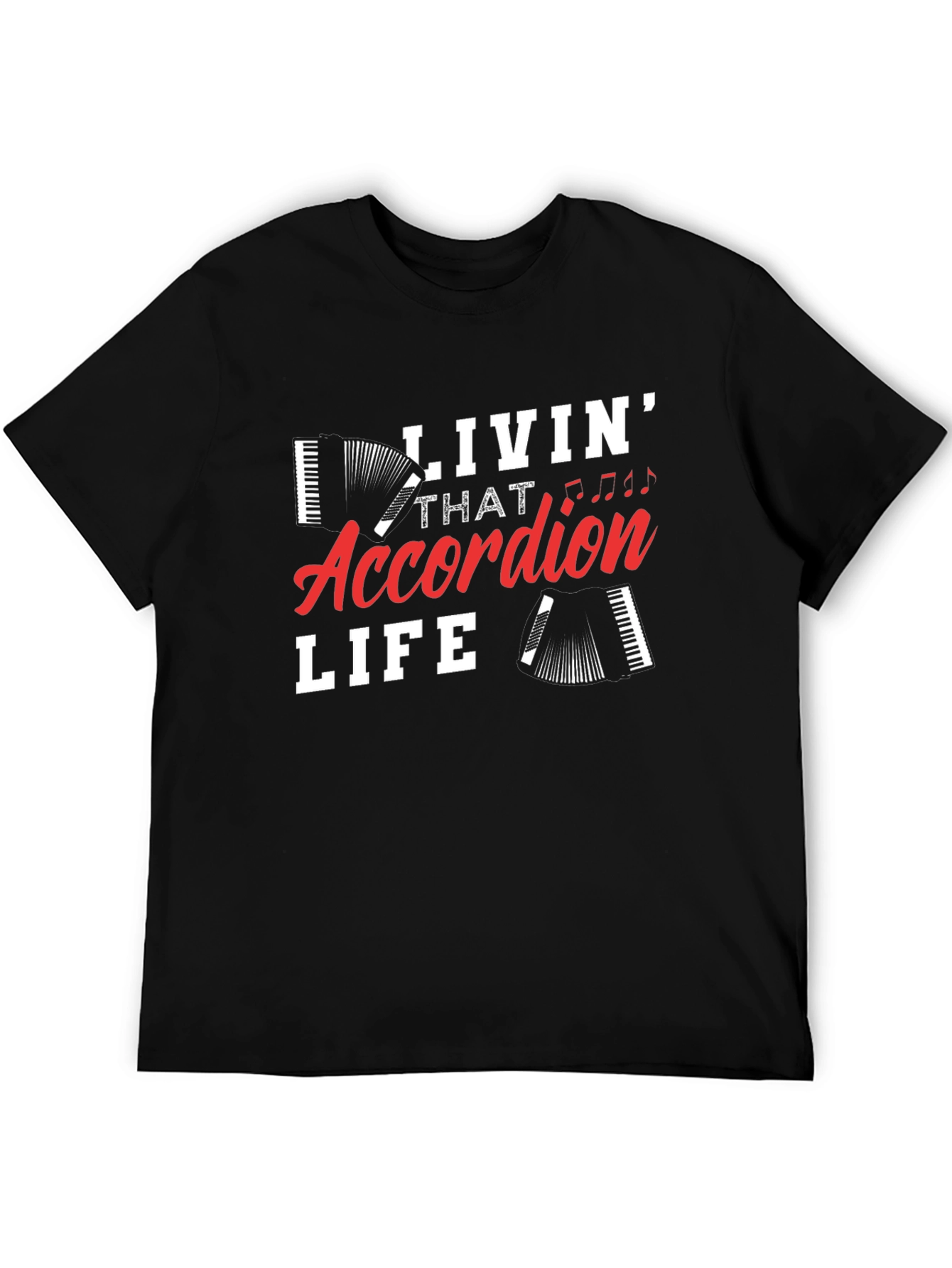 Black Accordion Life Graphic Tee - Musician T-Shirt view 5