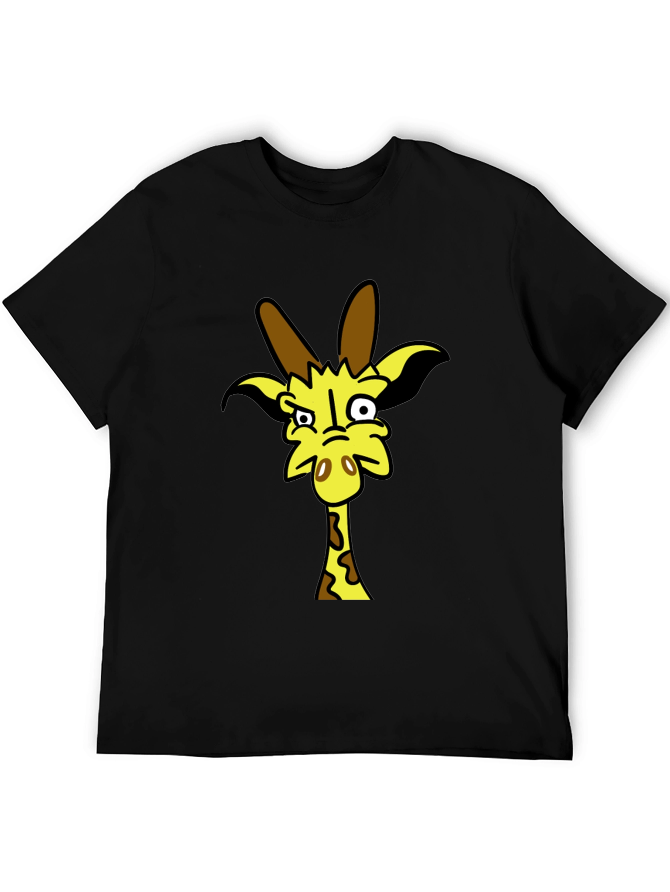 Black Funny Cartoon Giraffe Black T-Shirt view 5