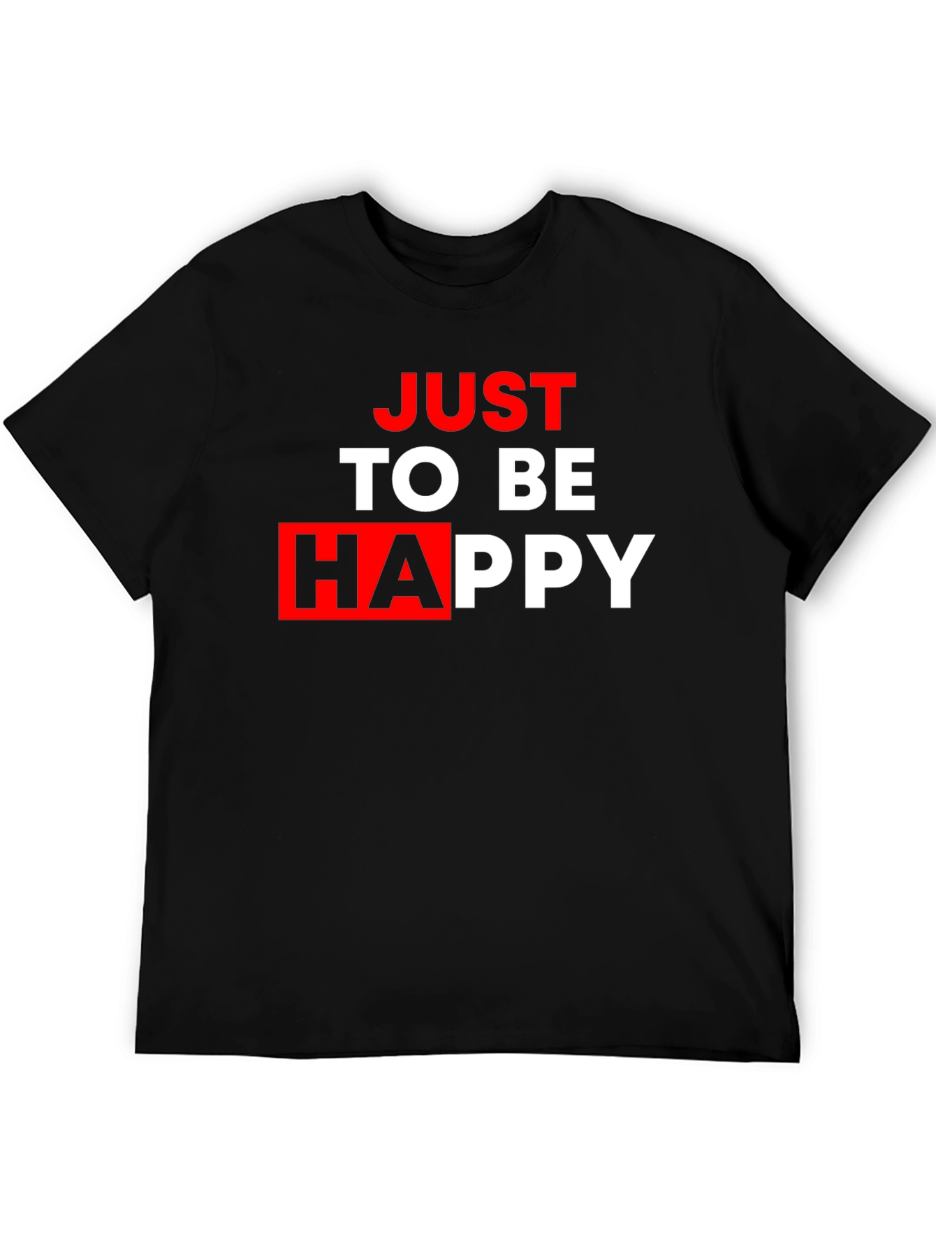 Black Just To Be Happy Graphic Tee - Black Casual T-Shirt view 5