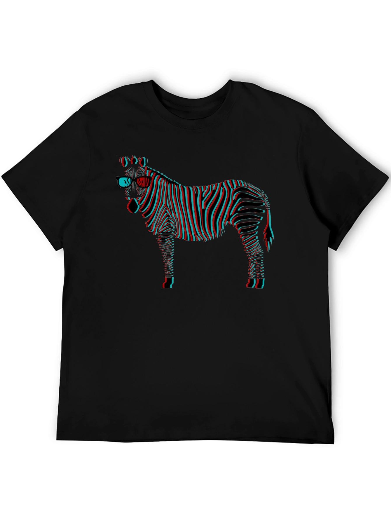 Black 3D Zebra Graphic Tee - Black view 5