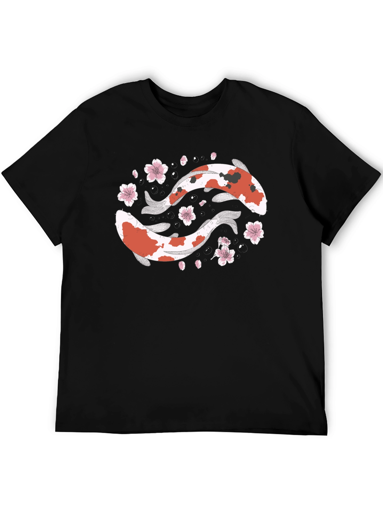 Black Koi Fish Yin Yang Black T-Shirt view 5