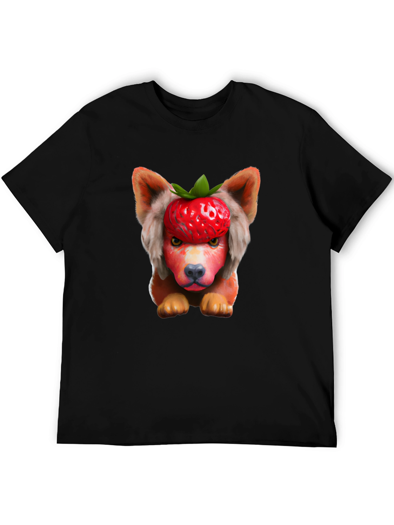 Black Strawberry Dog Head Graphic Tee - Unique & Fun! view 5