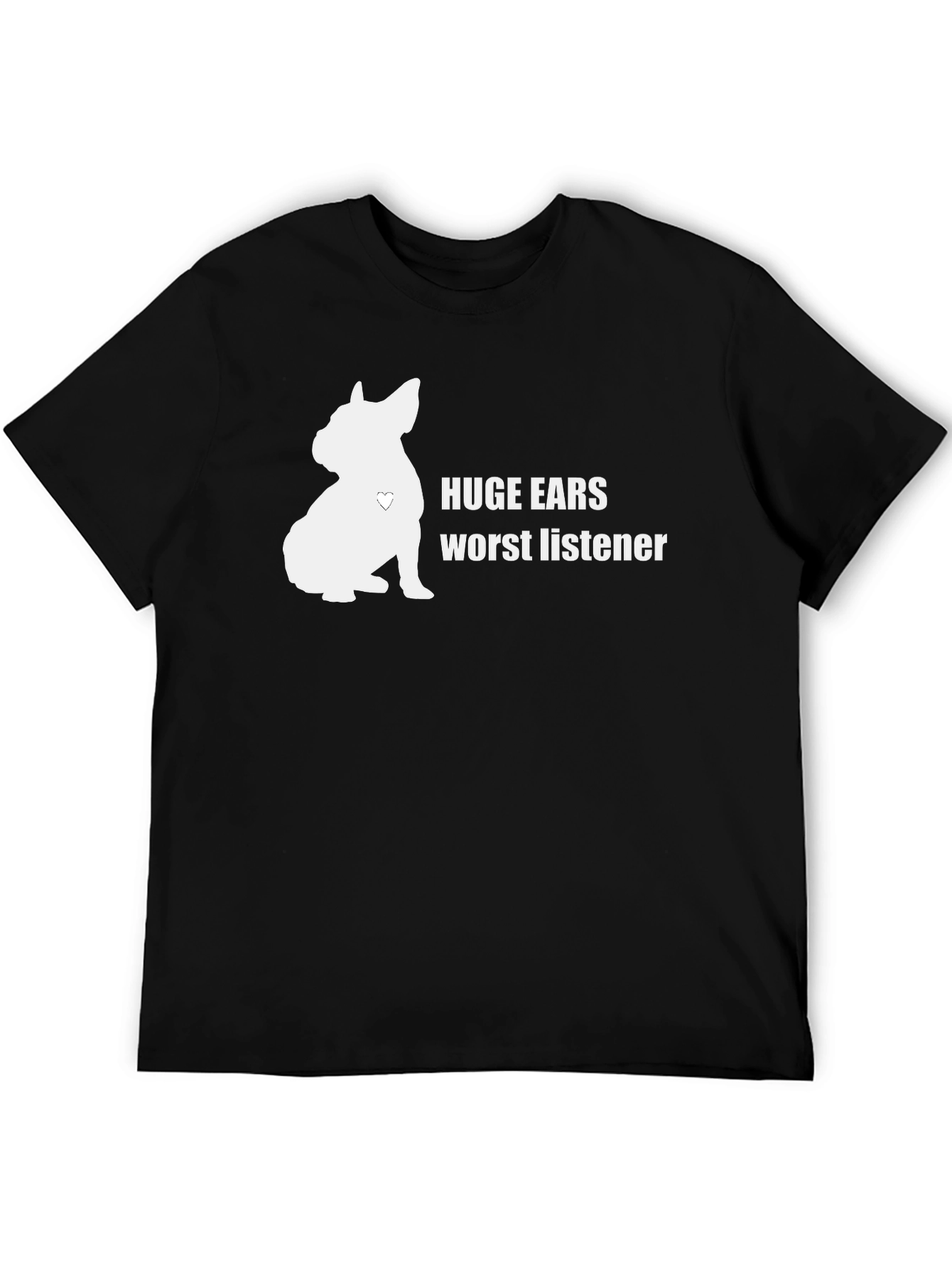 Black Humorous "Huge Ears, Worst Listener" Dog T-Shirt view 5